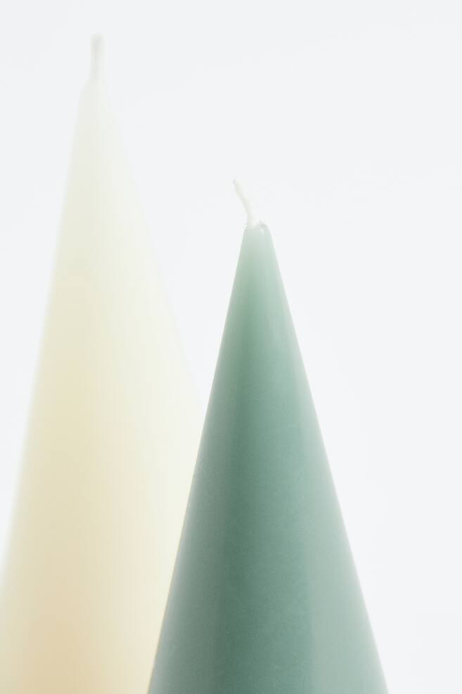 Lille, kegleformet bloklys - Grøn/Hvid/Lyslilla - 3