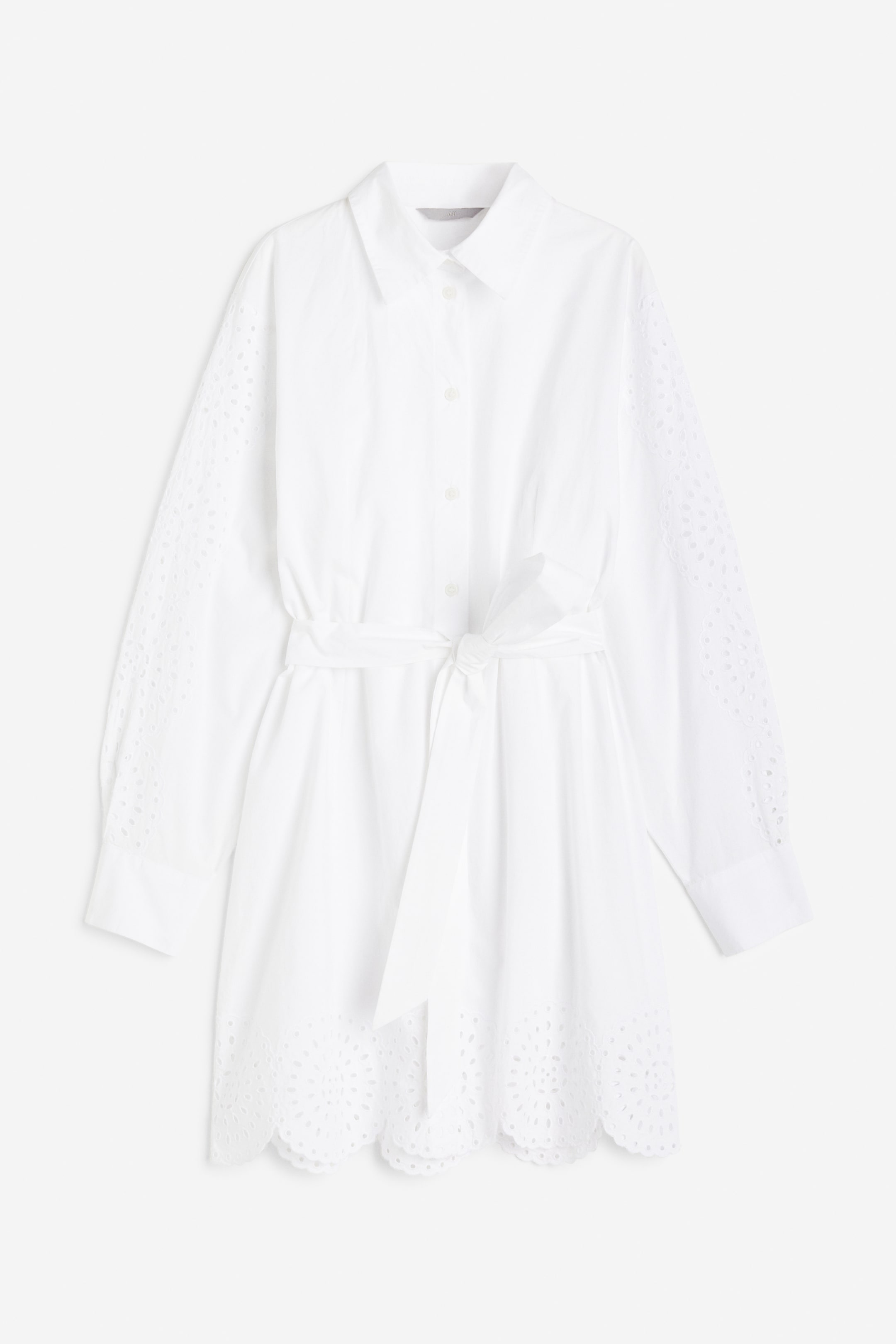 Shirt Dress with Eyelet Embroidery