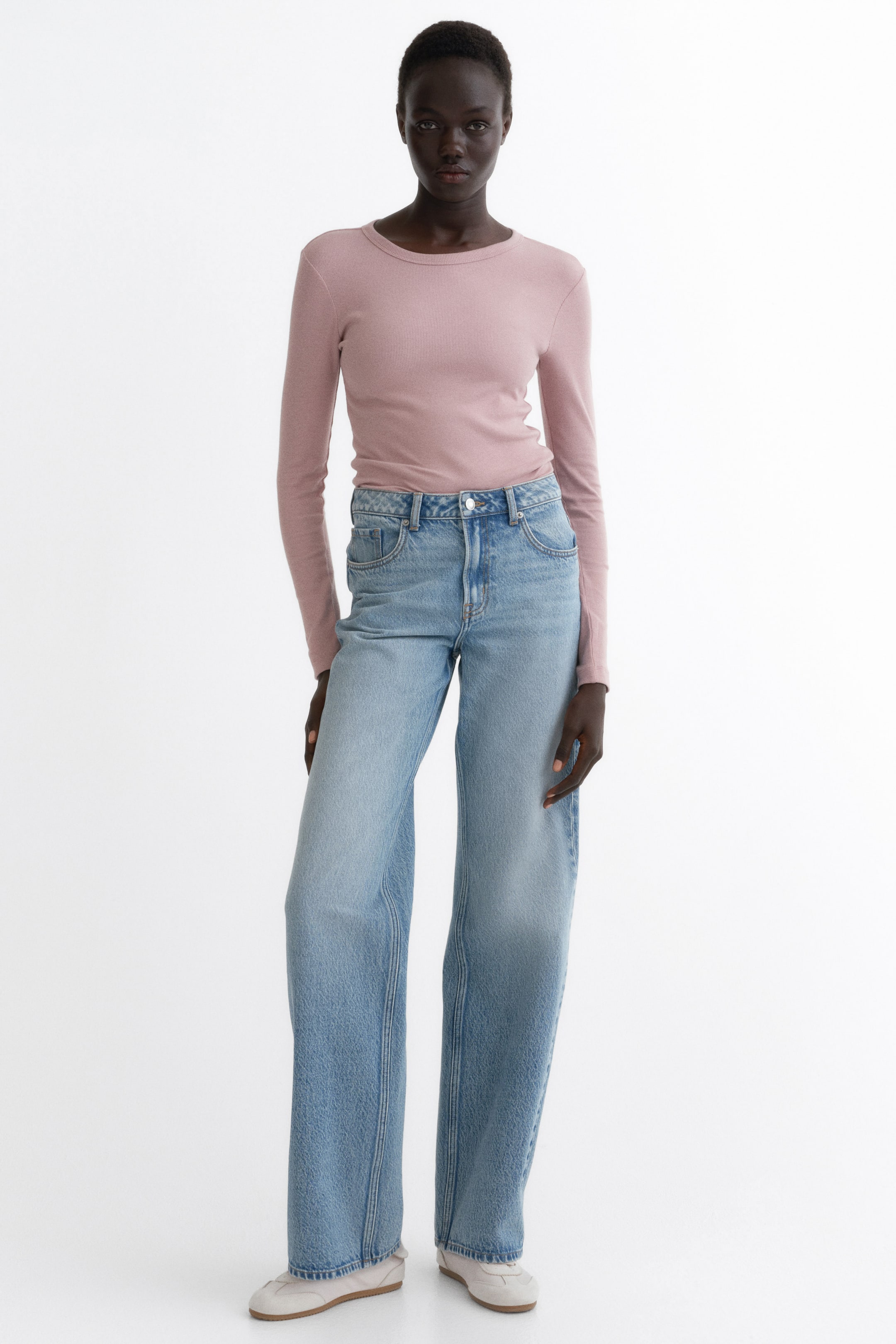 이미지 확대 보기: 리브드 코튼 블렌드 탑 - 앤티크 로즈 - 여성 | H&M KR 2