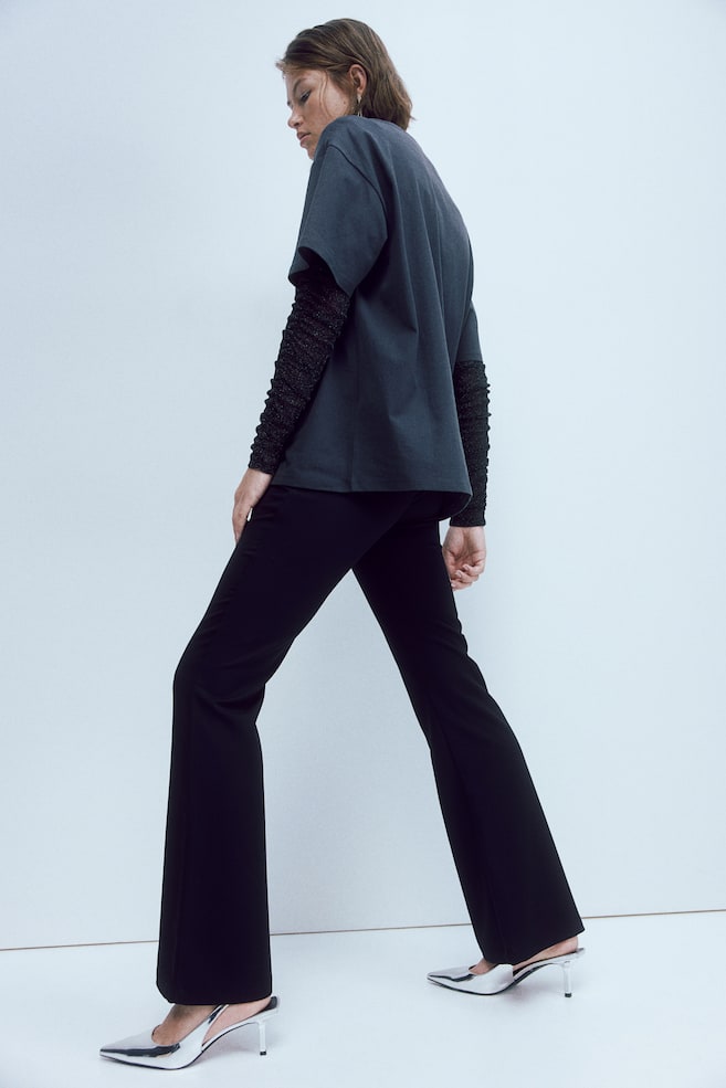 Flared tailored trousers - Black/Dark grey marl/Light beige/Dark blue/Pinstriped - 3