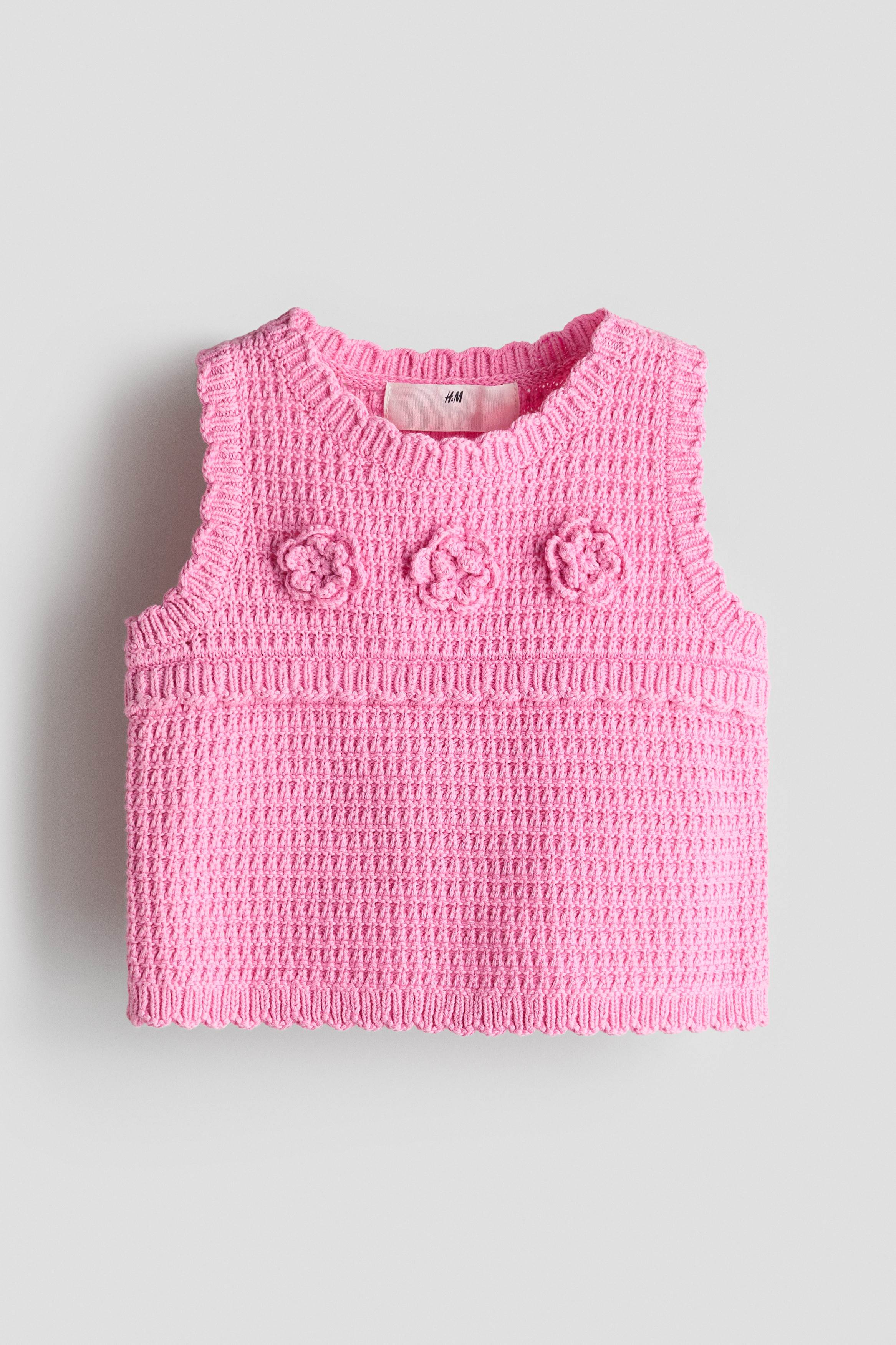 Haut d’aspect crochet avec appliqués - Rose