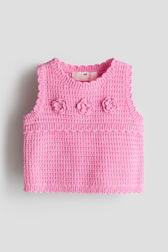 Top im Häkellook mit Applikationen - Rosa - 1