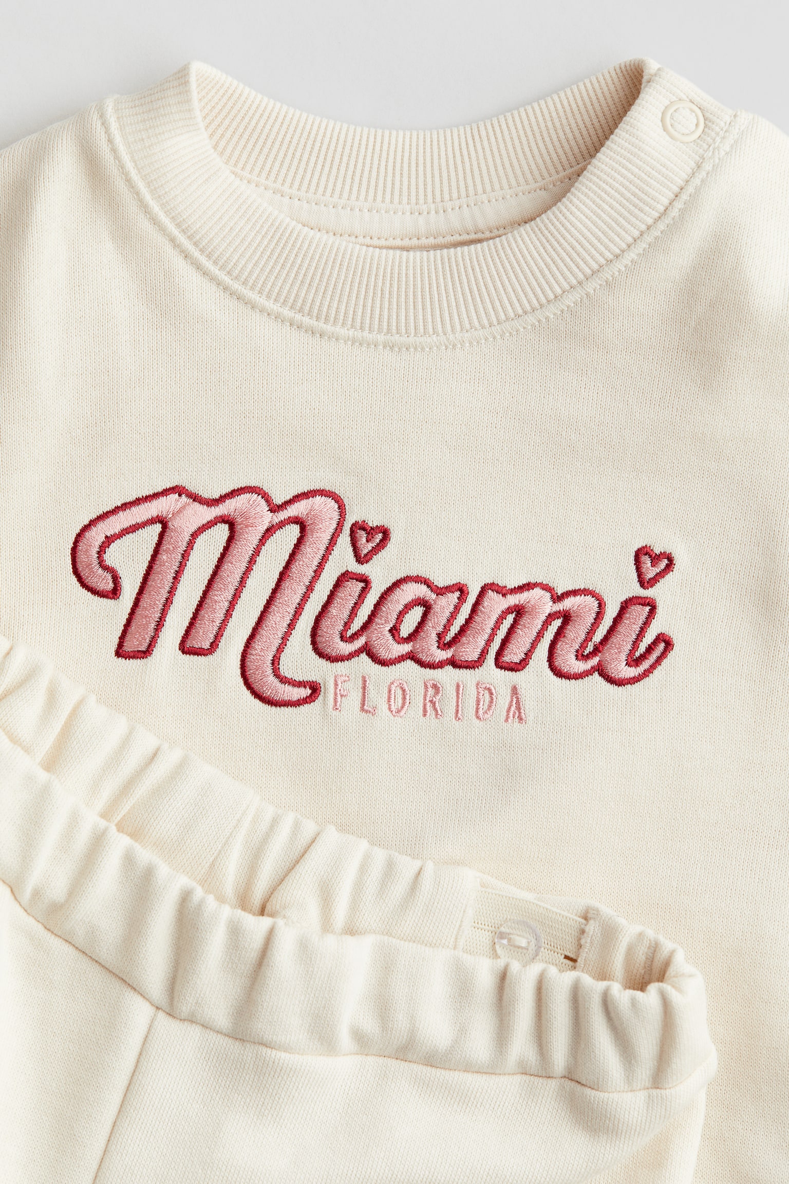 2-piece text-motif set - Cream/Miami/Dark grey/Boston/Light pink/Paris - 2