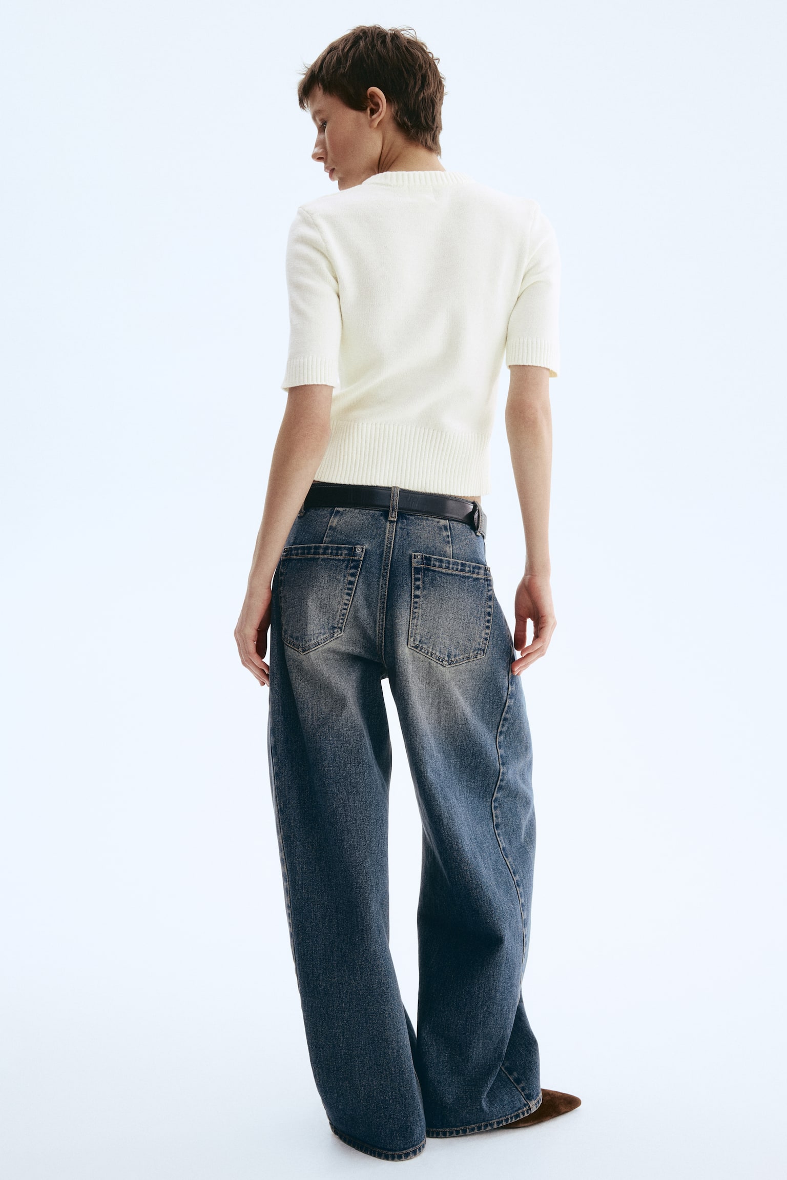 Short-sleeved cardigan - White/Dark brown/Light yellow - 6