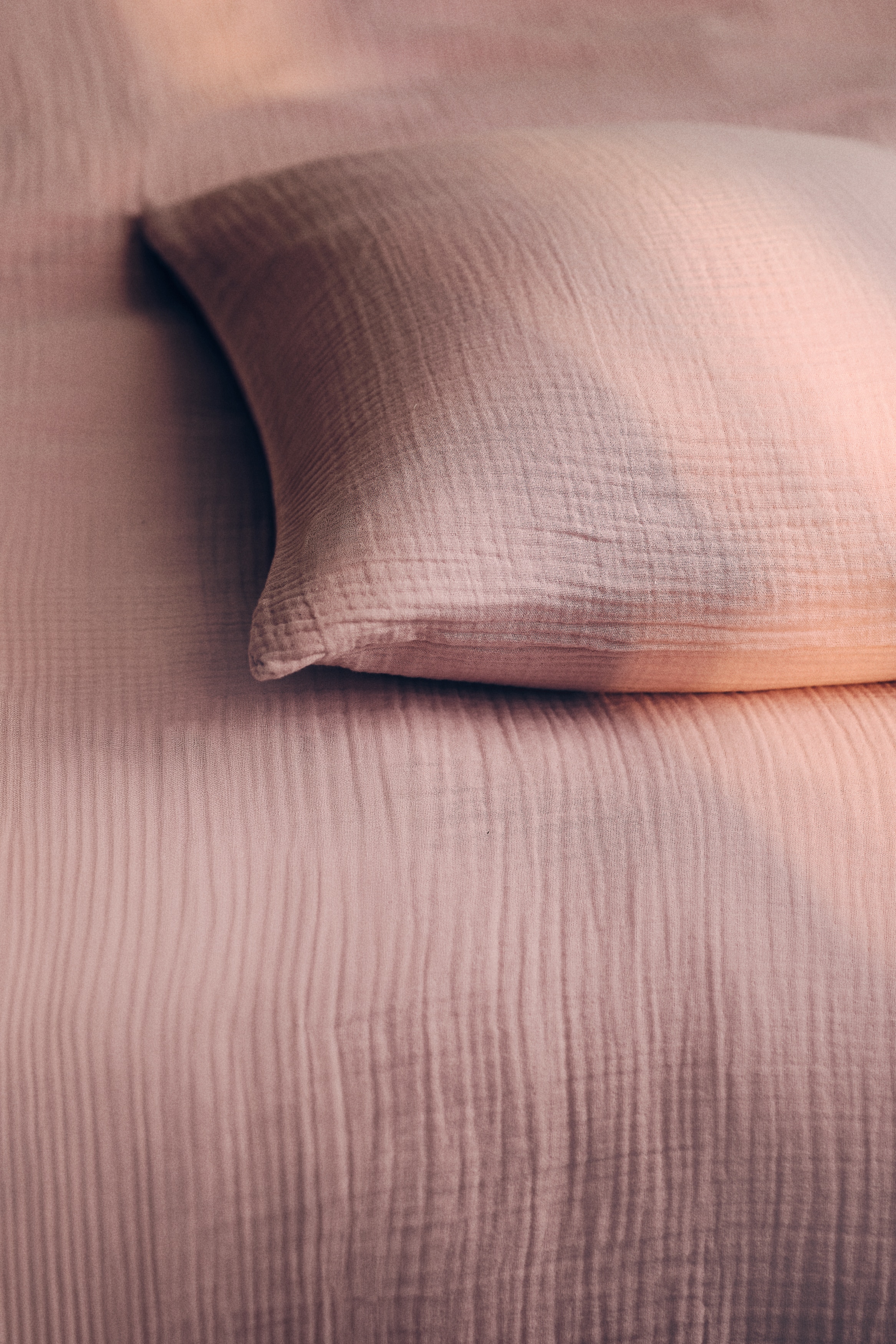 Parure de couette lit simple en mousseline - Rose clair/Beige clair/Bleu ancien clair/Taupe/Taupe clair/Marron foncé/Vert forêt/Blanc/Vert ancien clair/Gris anthracite/Rouge rouille