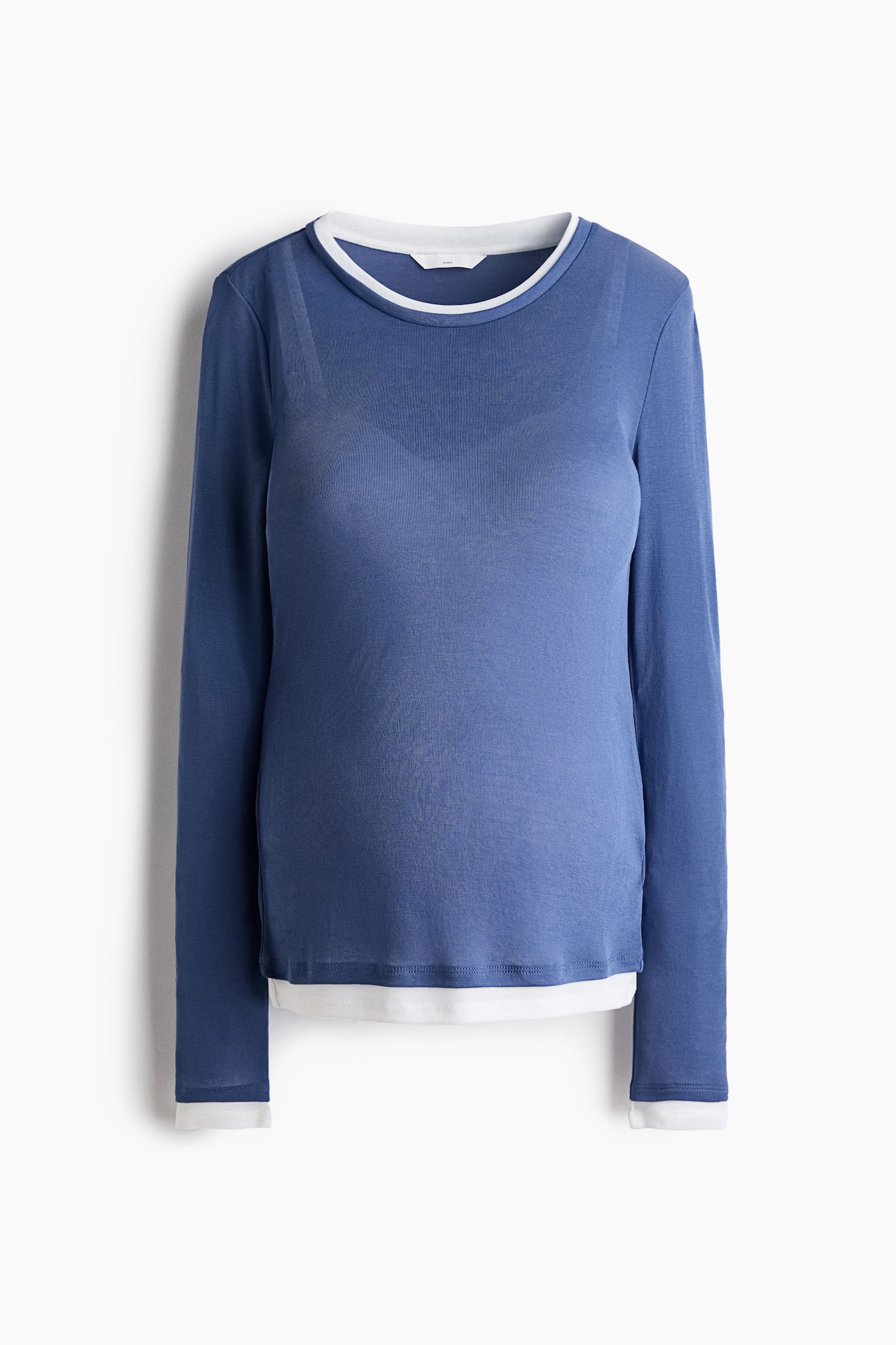 MAMA Layered-Look Jersey Top - Blue/Black