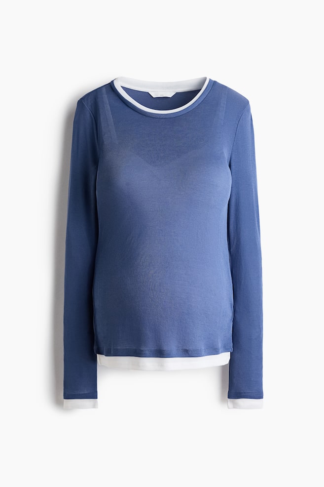 MAMA Layered-Look Jersey Top - Blue/Black - 1