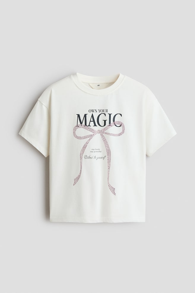T-Shirt mit verziertem Motiv - Weiß/Own Your Magic/Hellblau/Shine Bright - 1