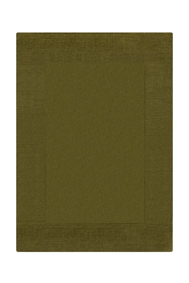 Textured Border Wollen Vloerkleed - Groen/Naturel/Gemêleerd Grijs - 1