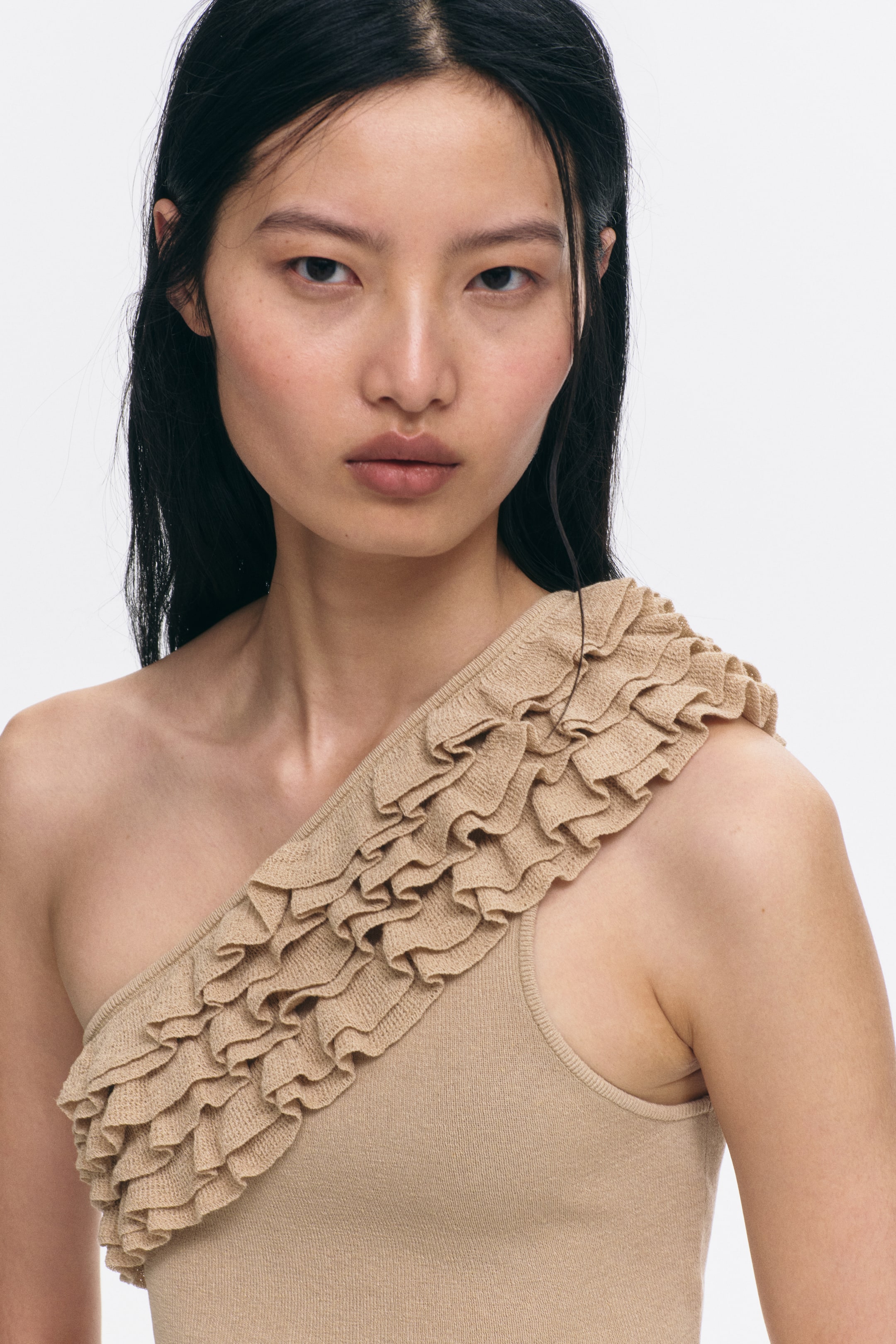 Ruffled One-Shoulder Crop Top