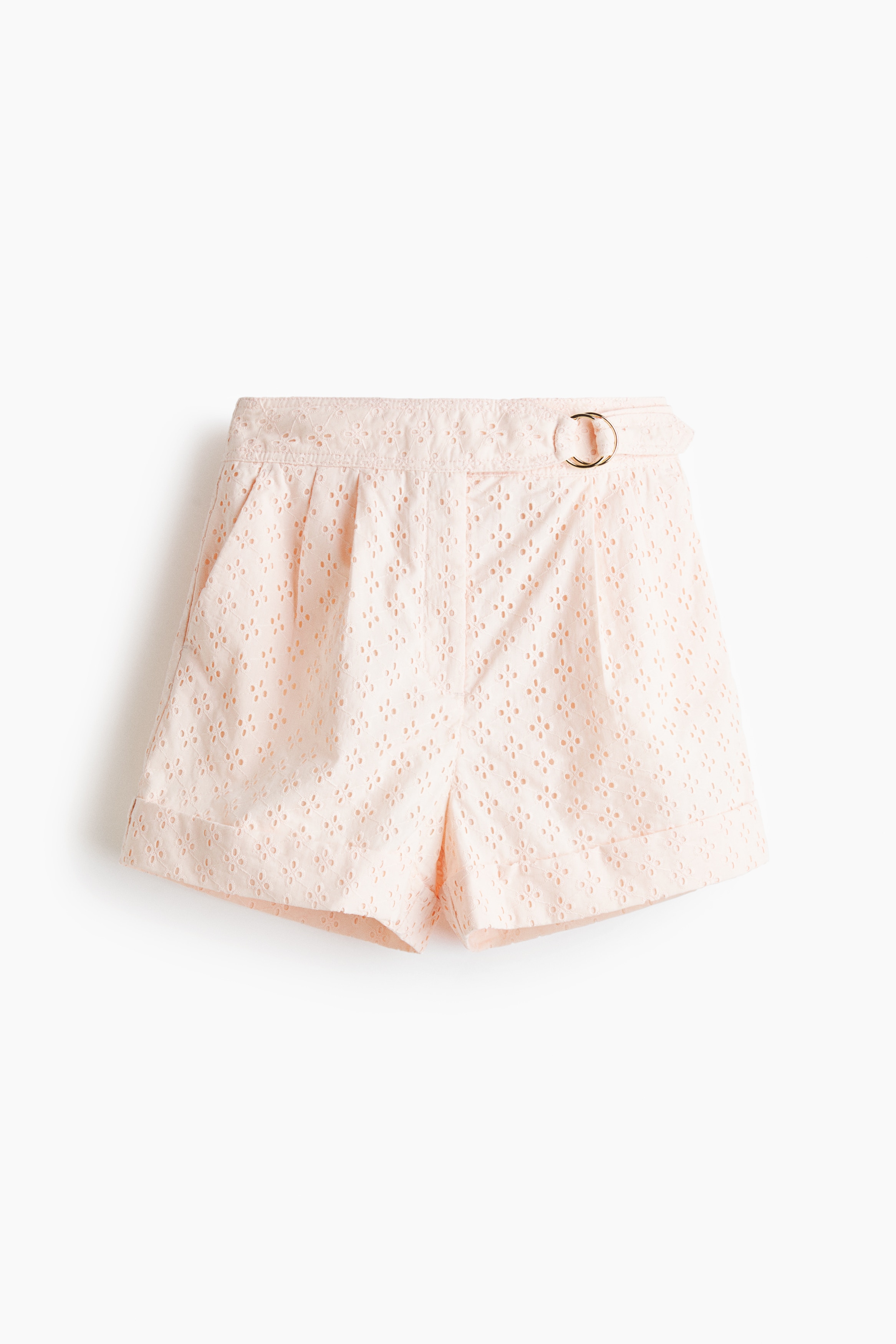 Broderie anglaise cotton shorts - Σομόν
