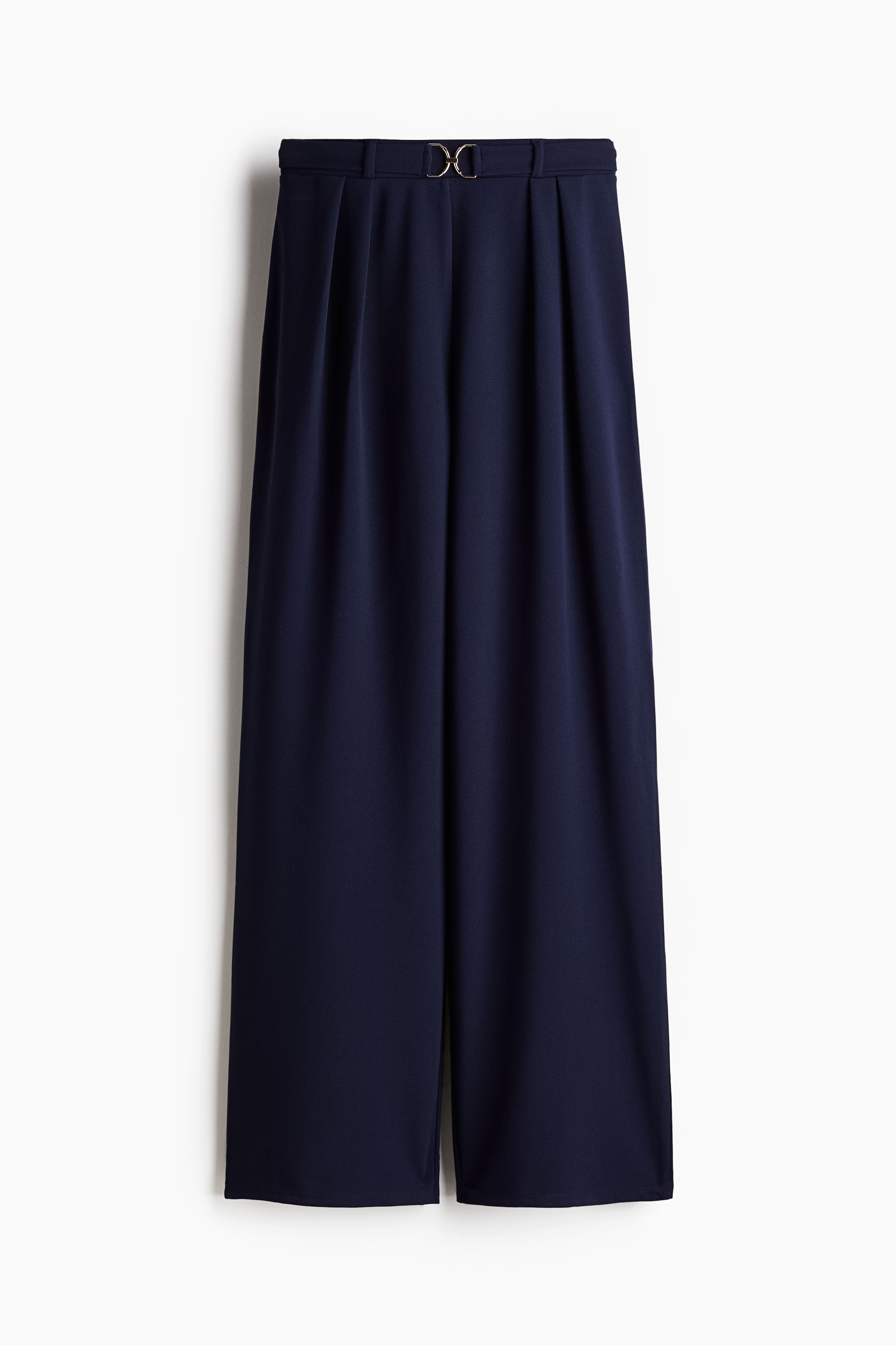 Pantalon De Tailleur Avec Boucle - Taille Haute - Longue - Bleu Marine ...