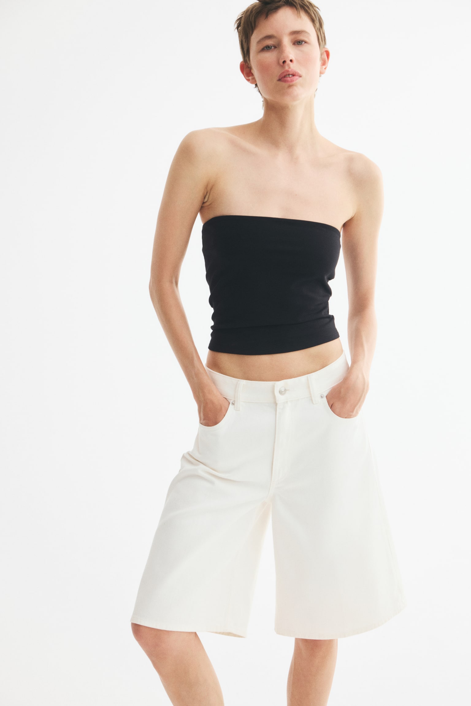 Haut tube en coton - Noir/Brun foncé/Marine/rayé - 1