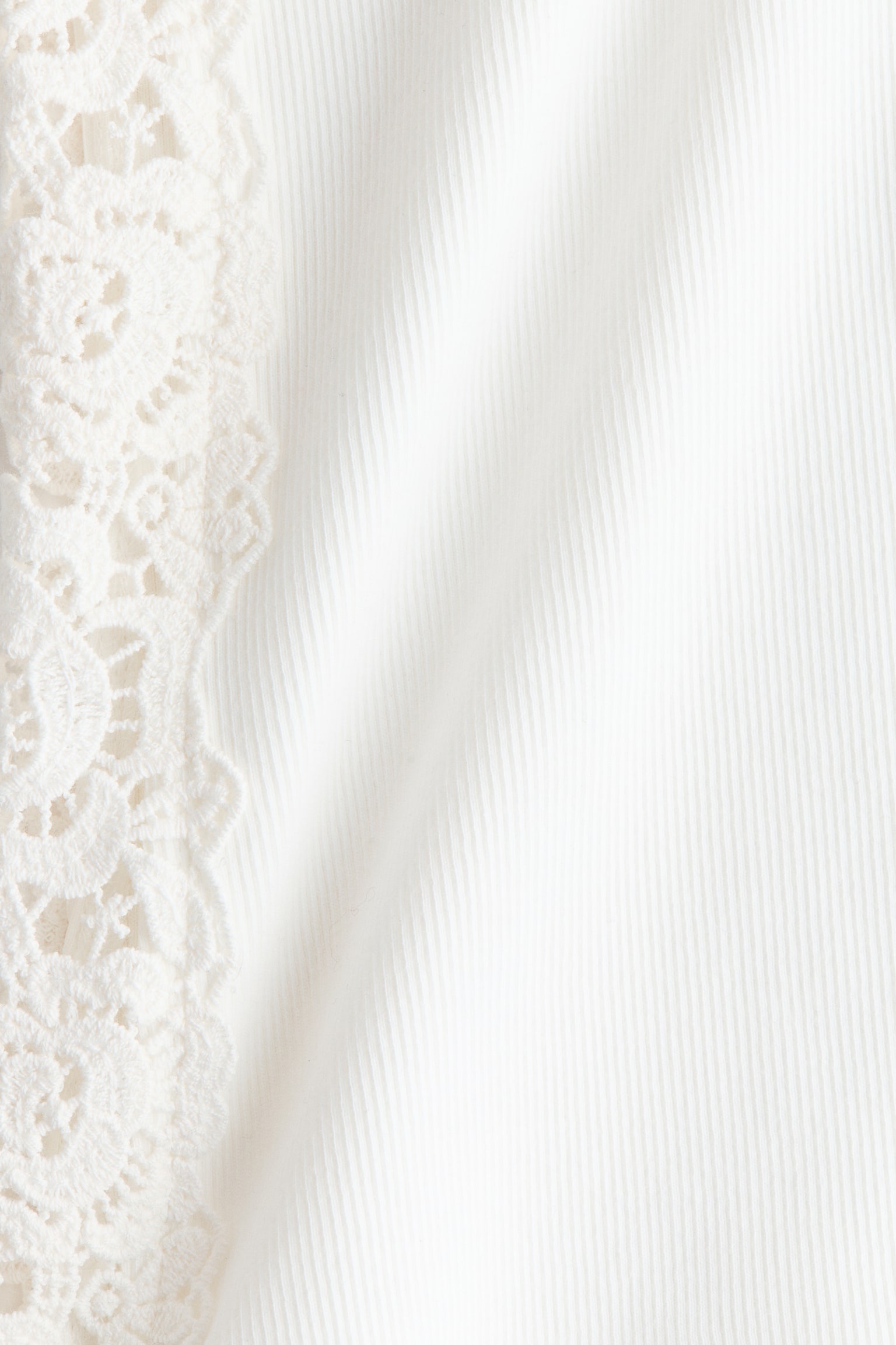 Ribbed lace-inset vest top-White - 2