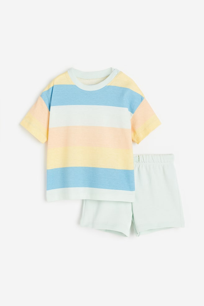 2-piece cotton set - Pale green/Striped/Blue/Boats/Light turquoise/Fruits/Dark grey/Best Brother - 1
