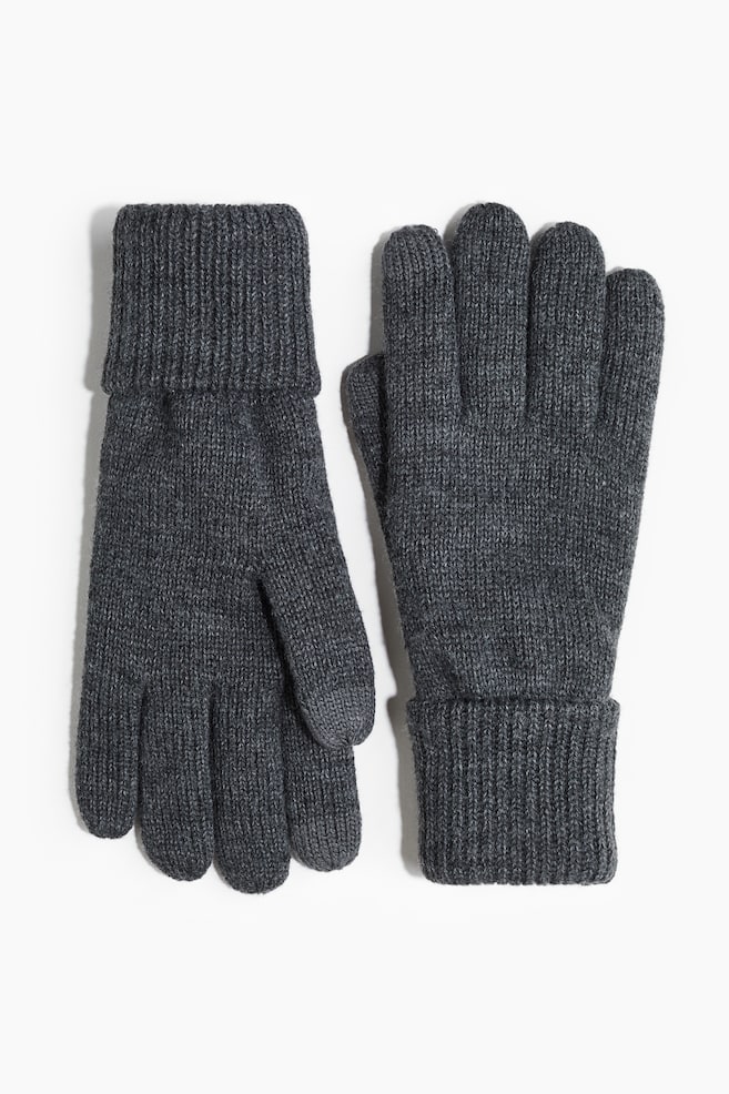 Gants tactiles en maille - Gris foncé/Noir - 1