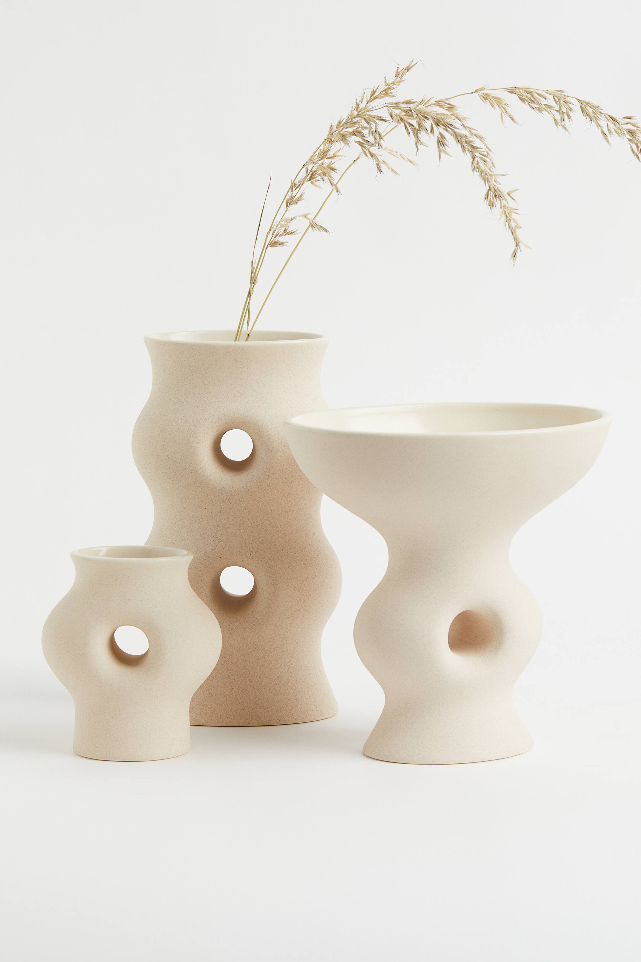 Vase 03 en grès chamotté H 22cm - Crème