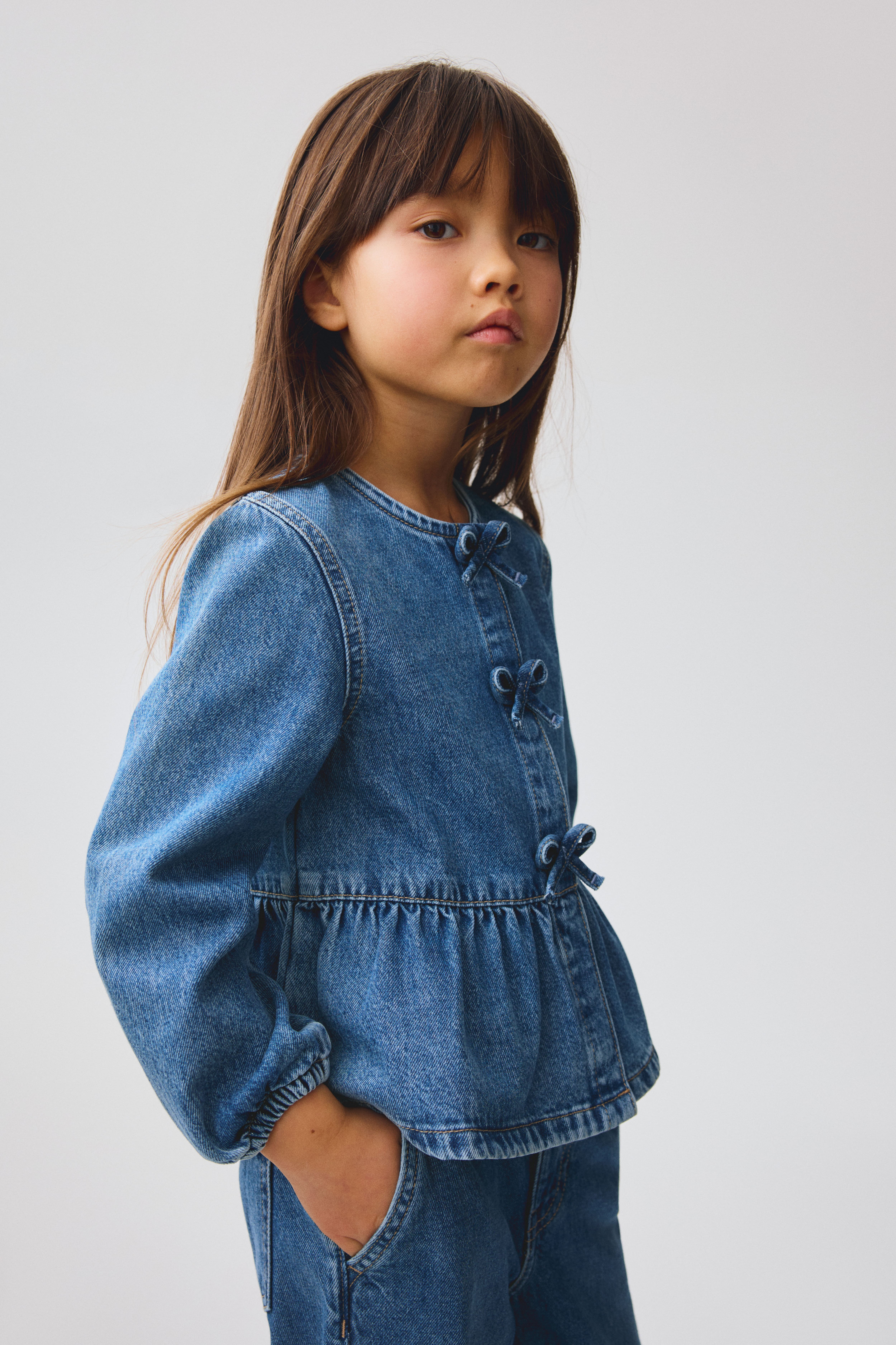 2-Piece Bow-Detail Denim Set