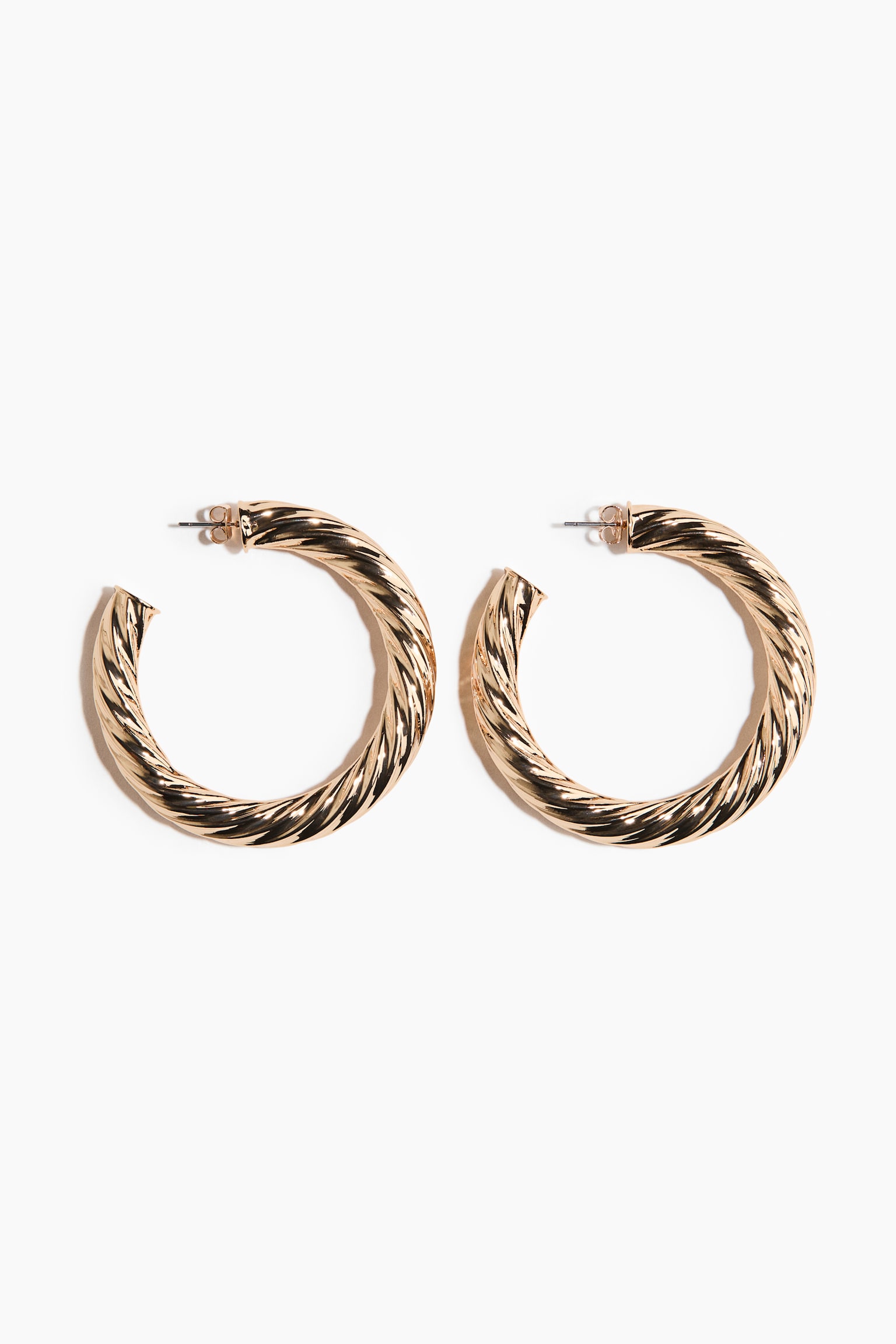 Pendientes de aro con diseño retorcido - Dorado