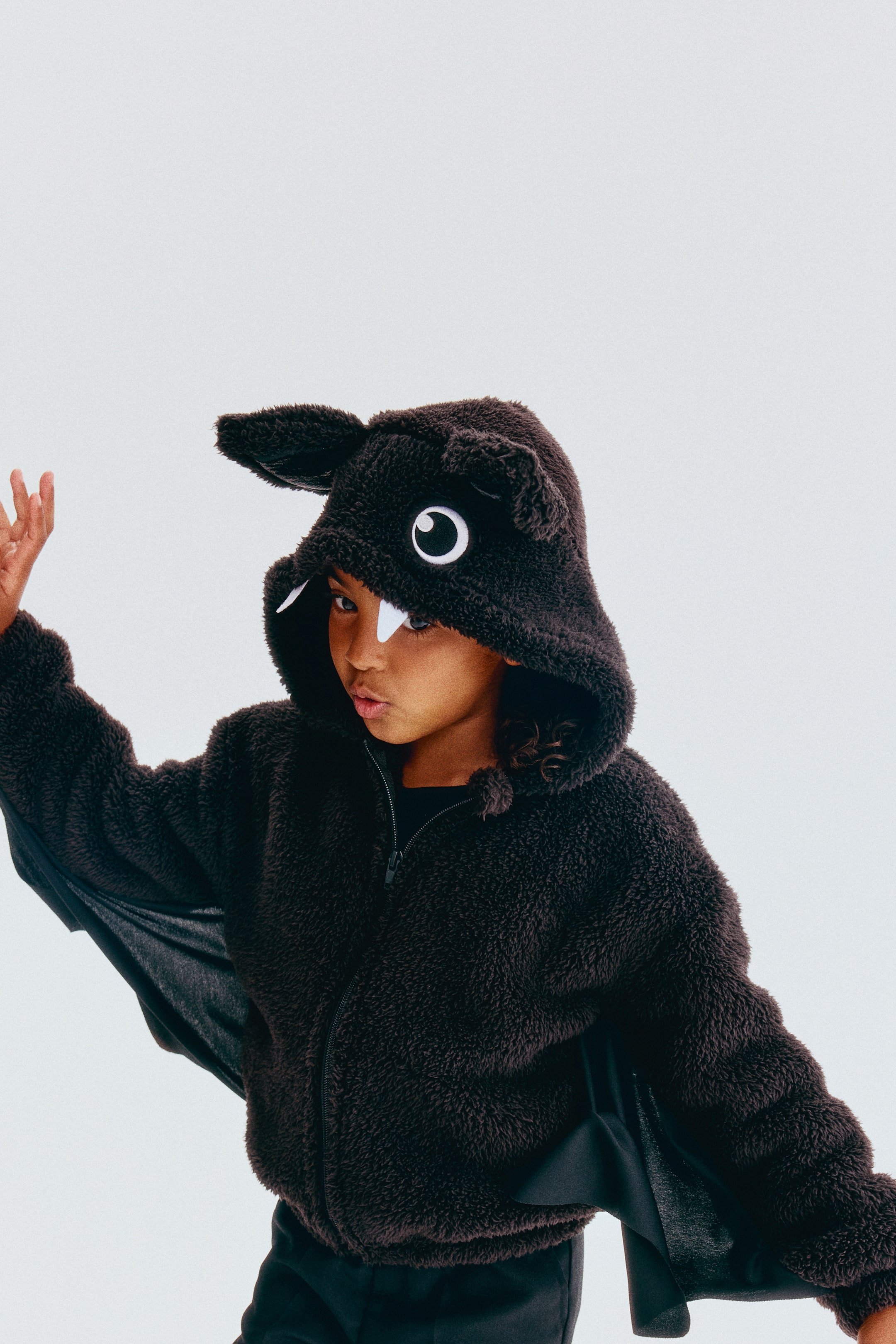 Appliquéd Pile Hooded Jacket