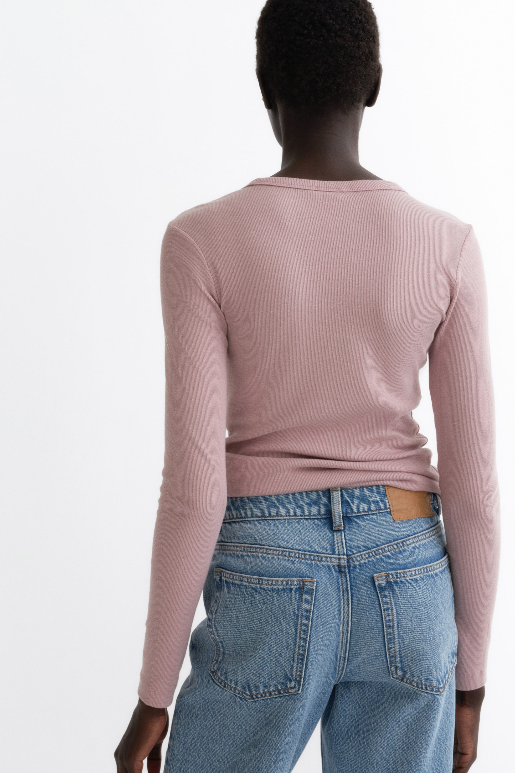 이미지 확대 보기: 리브드 코튼 블렌드 탑 - 앤티크 로즈 - 여성 | H&M KR 3