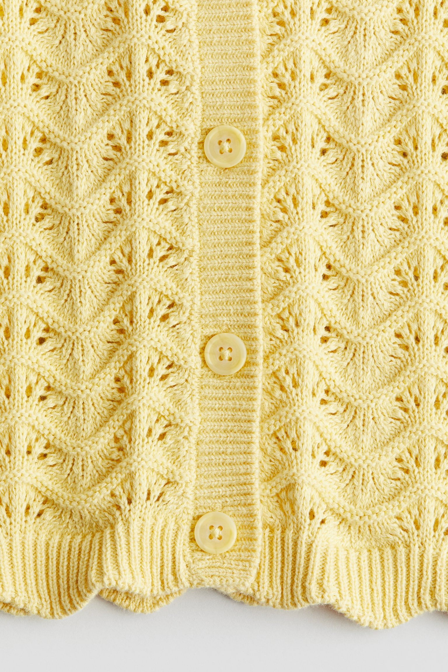 Pattern-knit cotton top - Yellow/White - 2