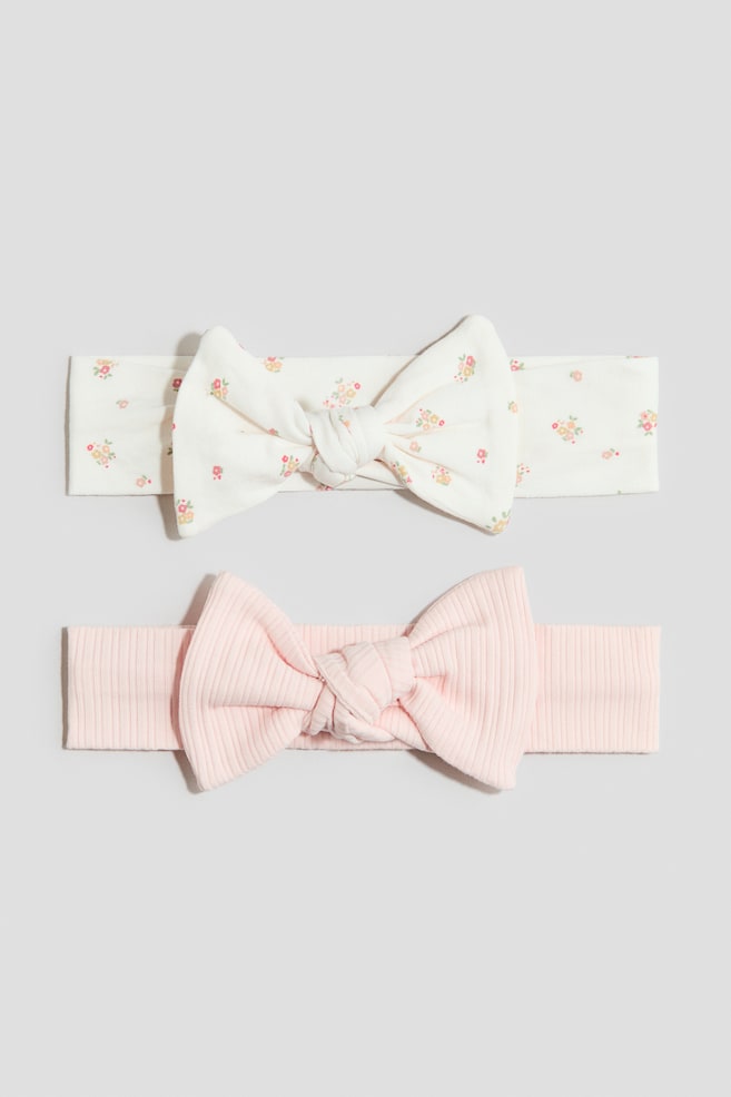 2-pack Bow-detail Hairbands - Light pink/floral/White/cherries/Dusty pink/floral/Red/plaid/Black/gold-colored/Cream/Leopard print - 1