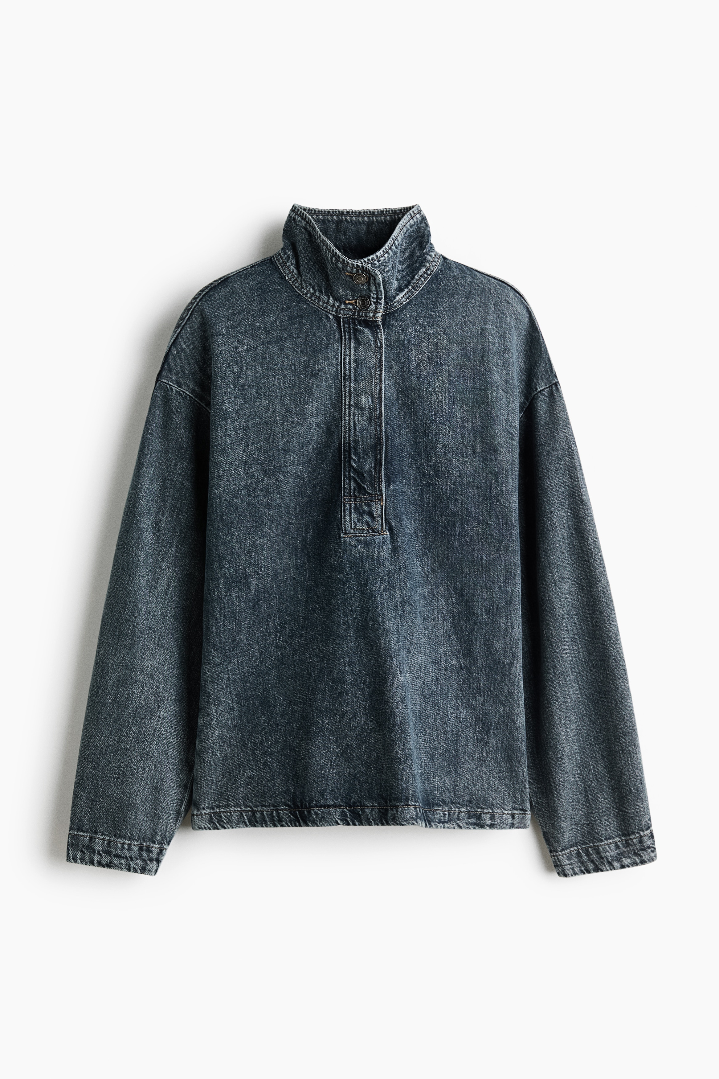 Cămașă popover din denim - Albastru-denim închis