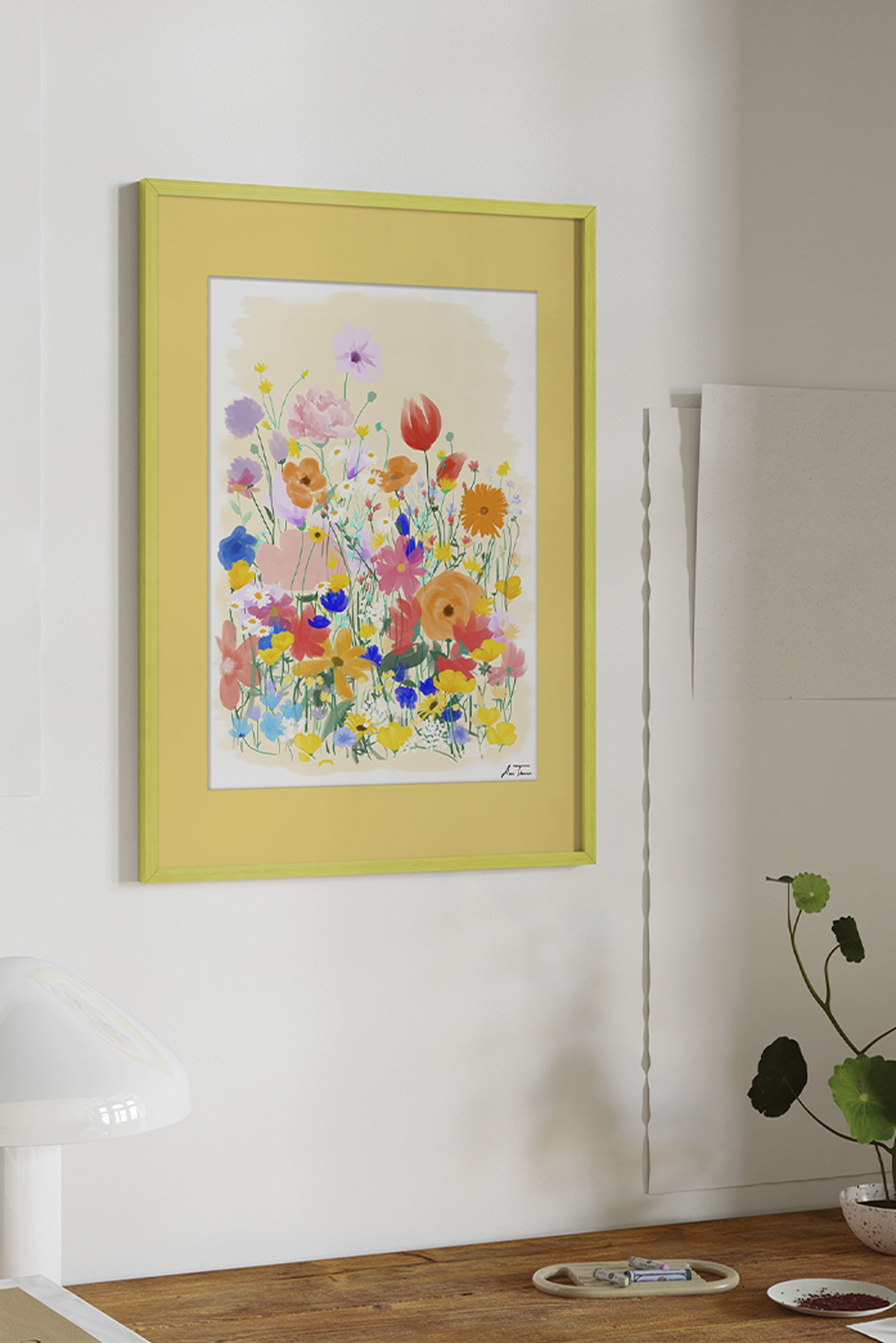 Anna Thomsen - Field Of Flowers No1 (framed) - Gul/blomster