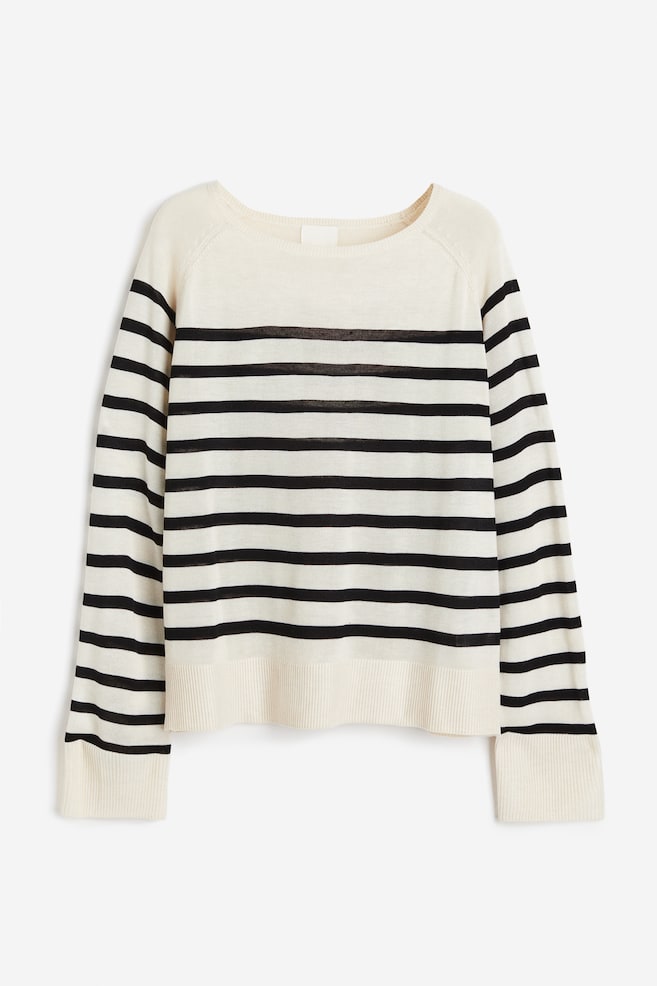 Fine-knit jumper - Cream/Black striped/Black/Grey/Navy blue - 2