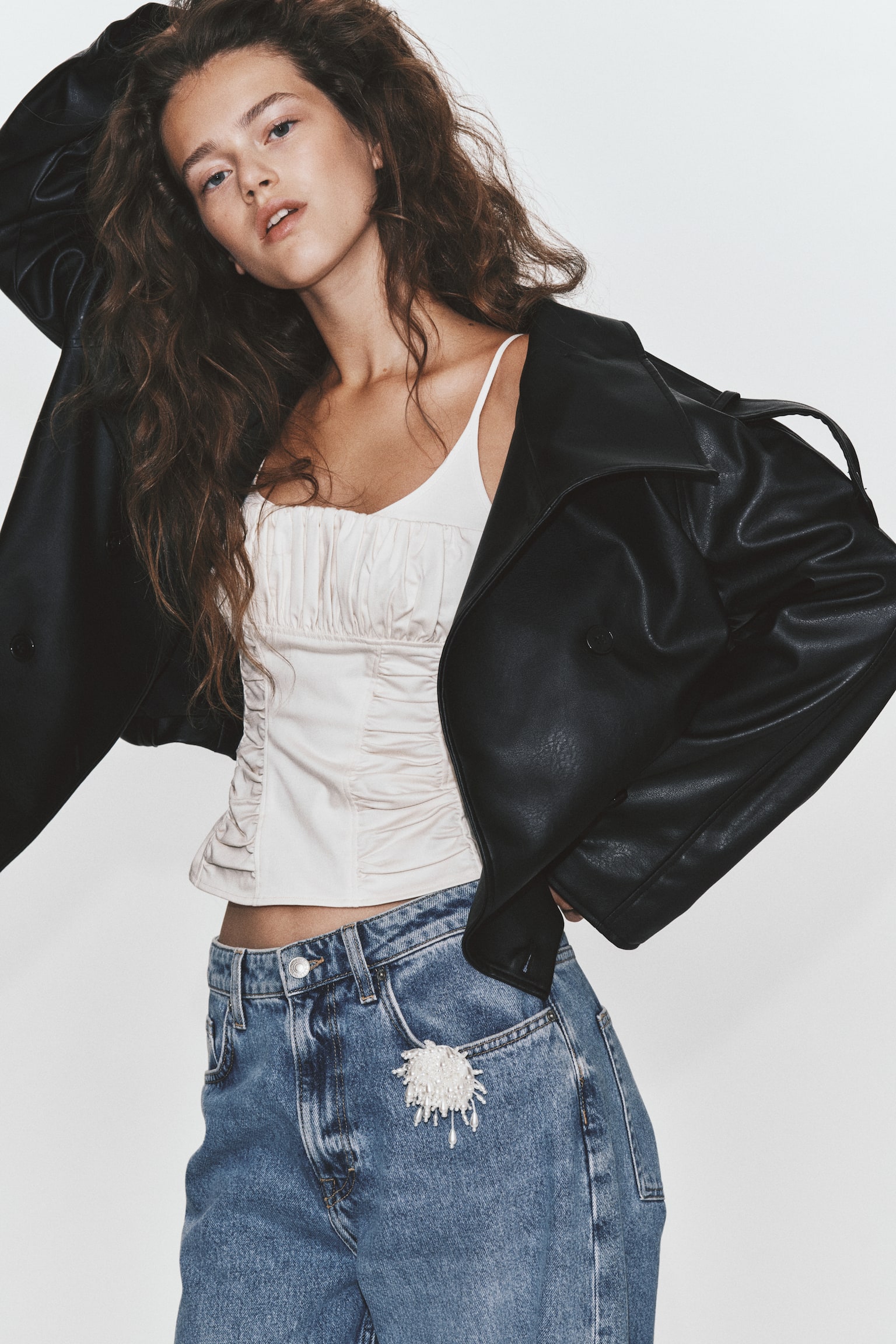 Женская куртка H&M Double-Breasted Funnel-Collar, цвет: Чёрный — фото 3