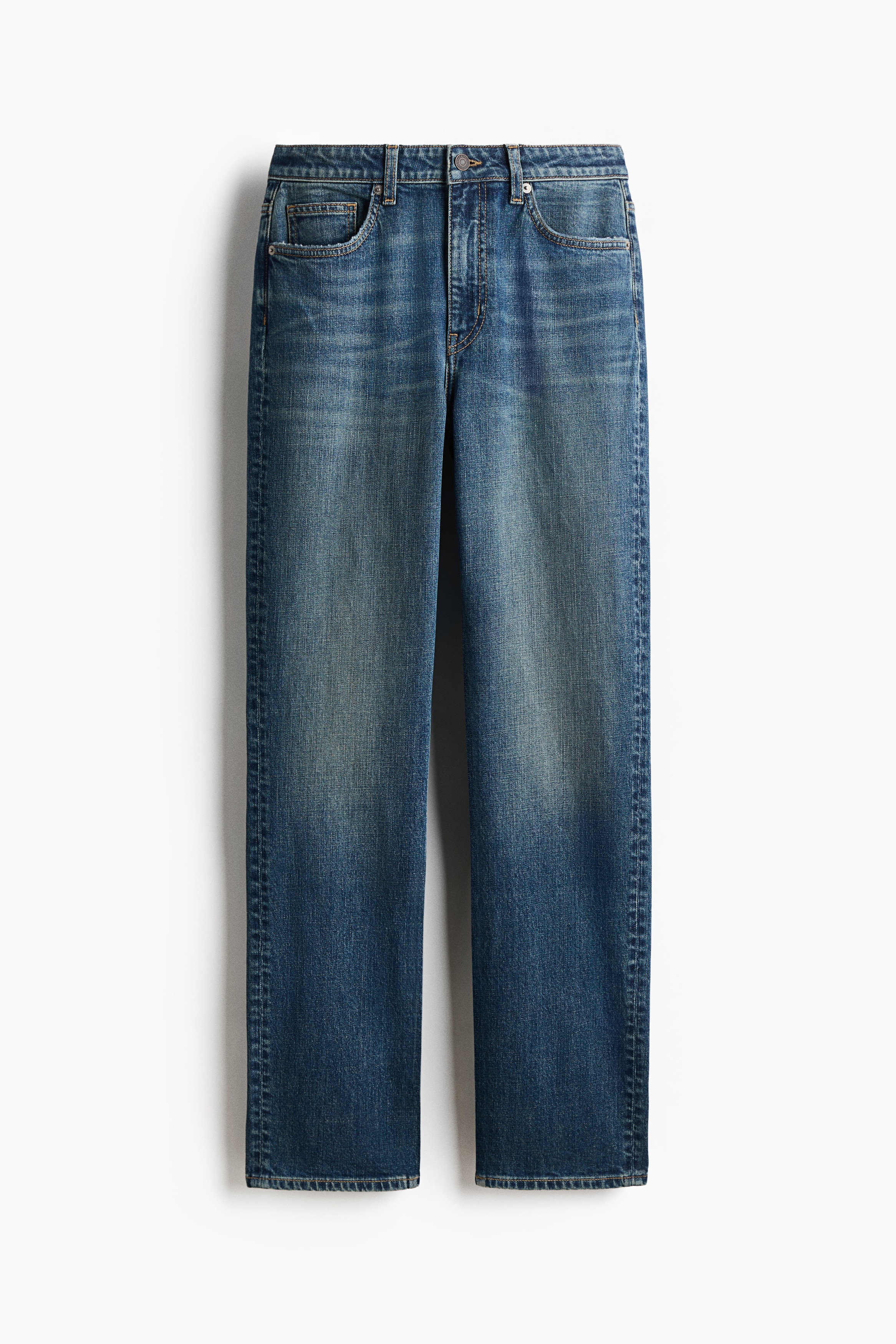 Slim Straight High Waist Jeans - Denim blue