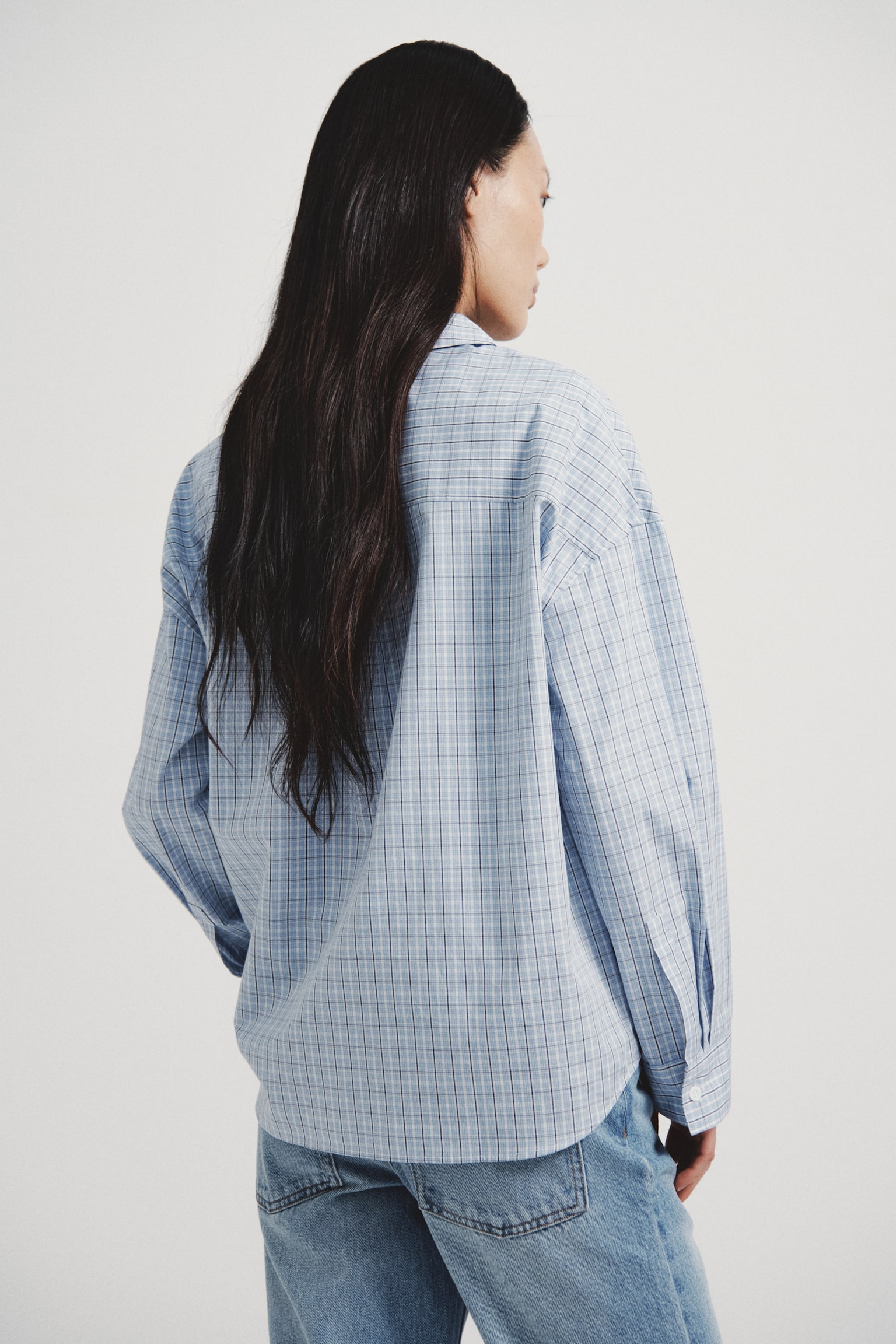 Cotton poplin shirt - Light blue/Checked/Beige/Checked/Brown/Checked - 4