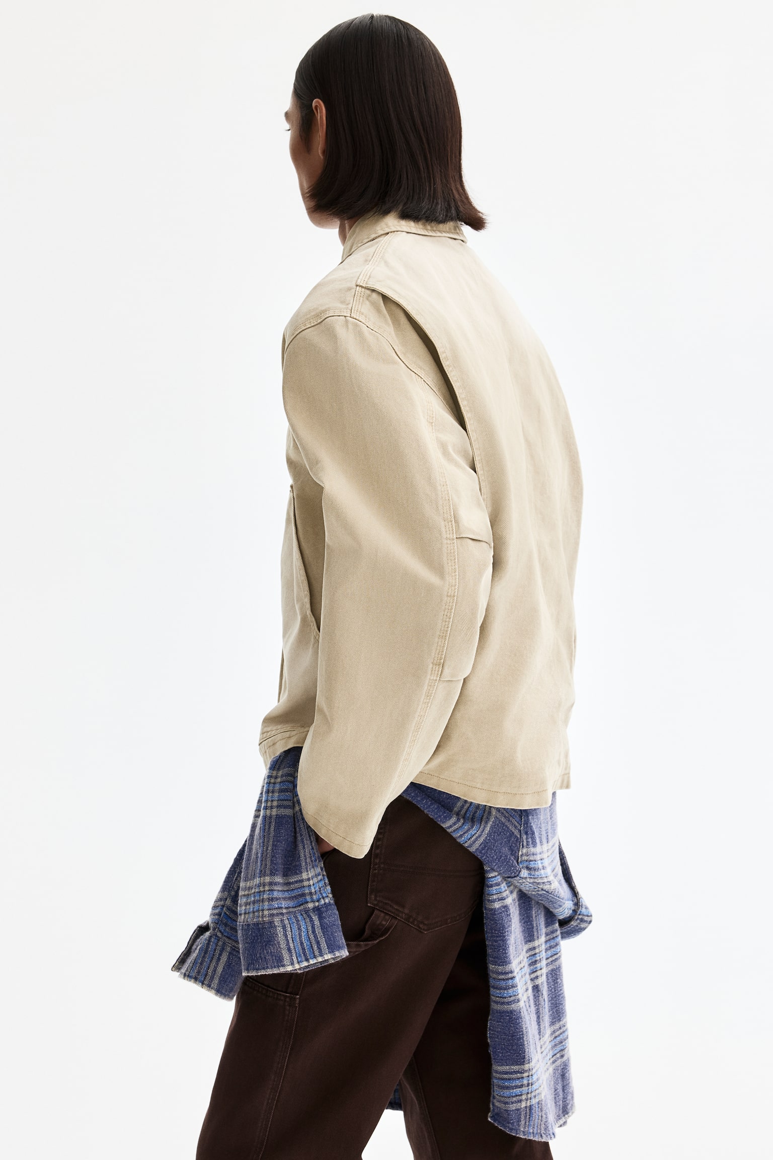 Krátká bunda workwear - Béžová/Tmavomodrá - 5