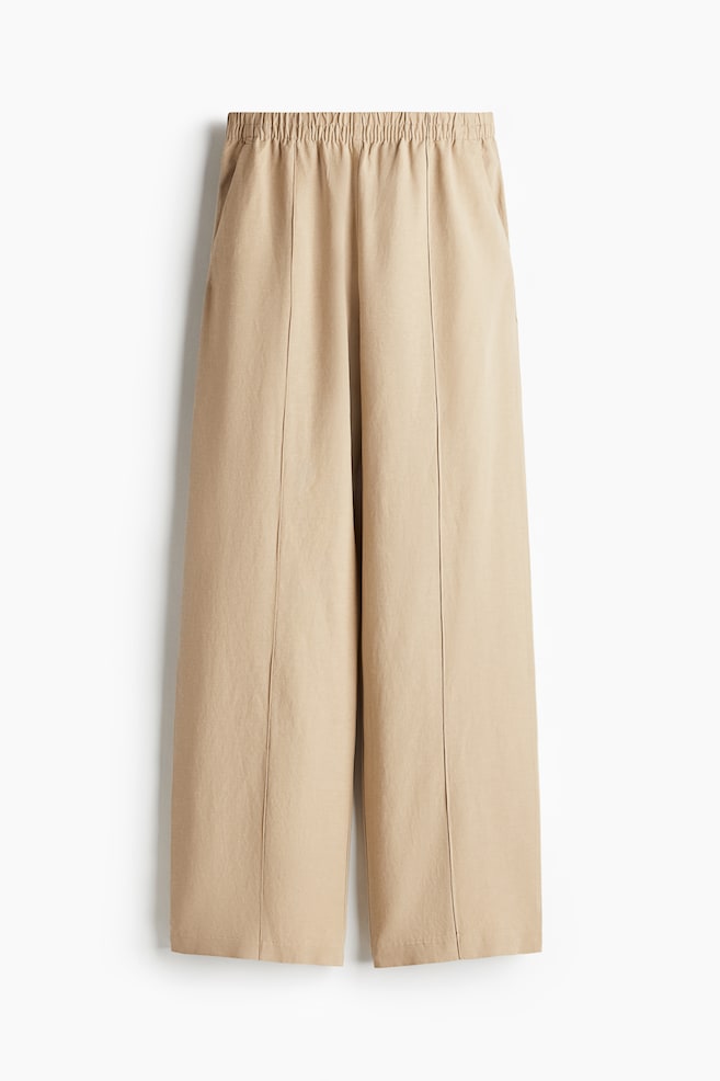 Pantalón en mezcla de lino - Beige - 1