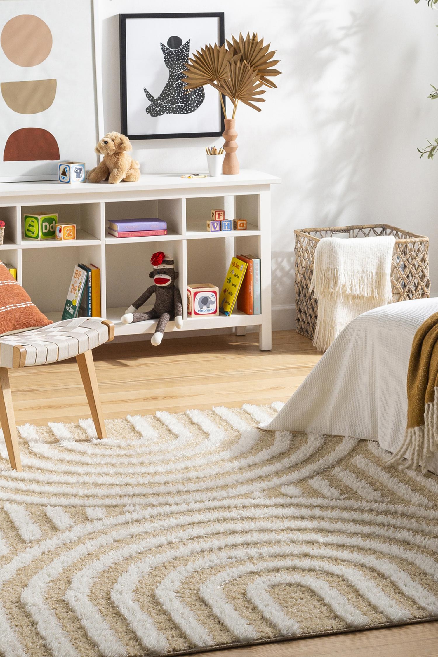 Rodos Shaggy Modern Plush Pile Rug - Orange