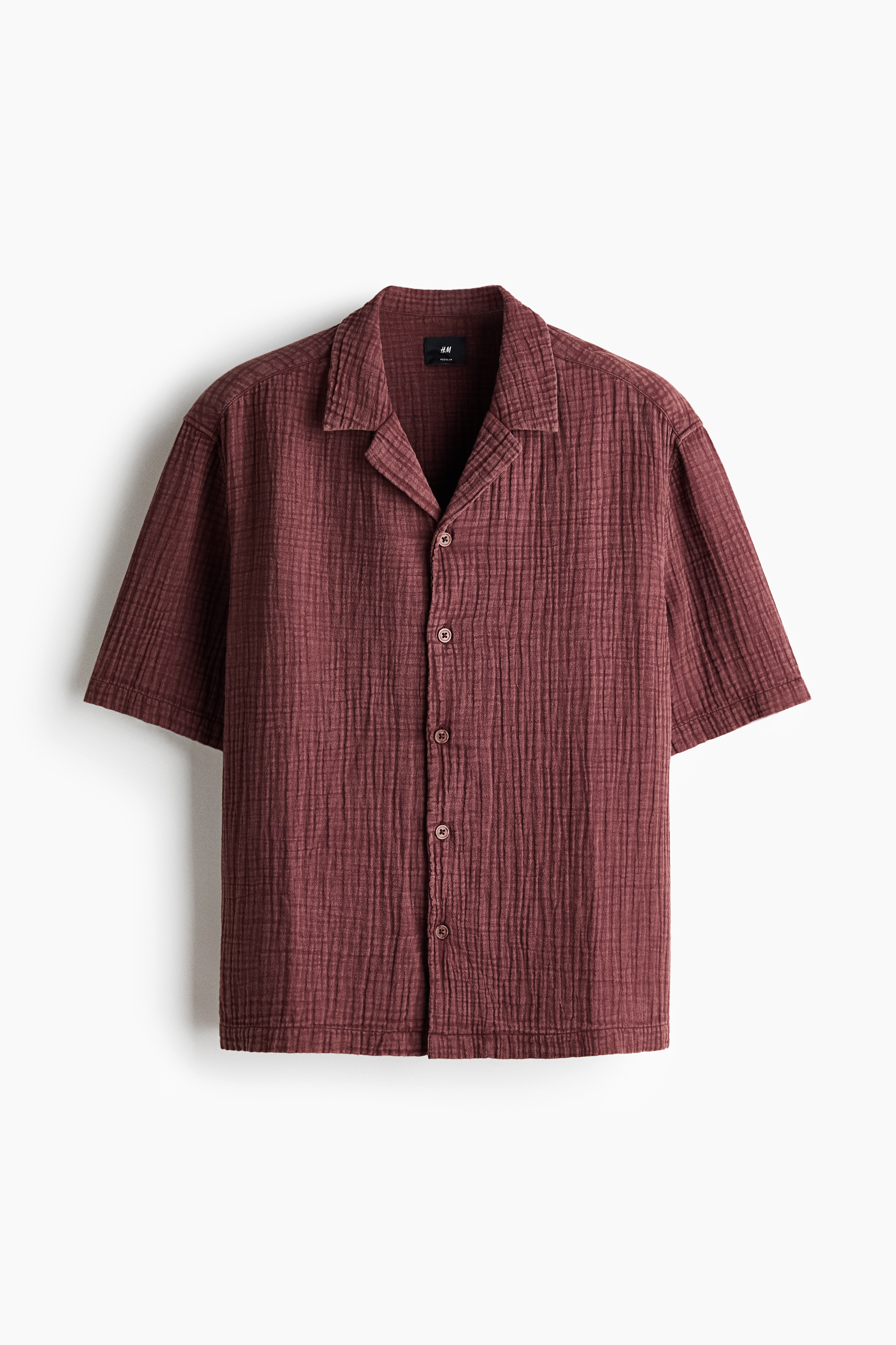 Relaxed Fit Short-sleeved muslin shirt - Dusty red/Dusty blue/Black/Dusty yellow