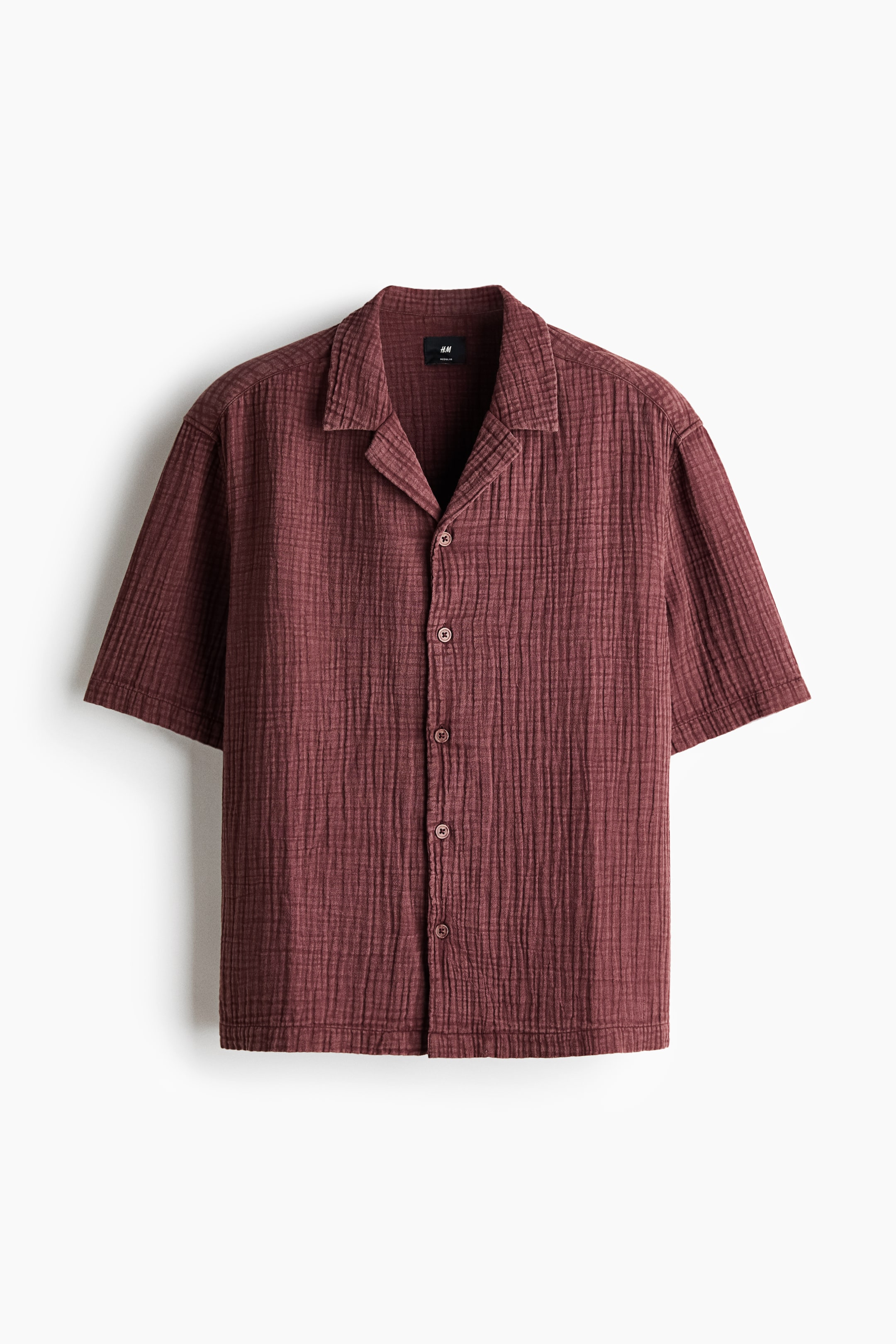 View larger image: Relaxed Fit Short-sleeved muslin shirt - Dusty red - Men | H&M 1