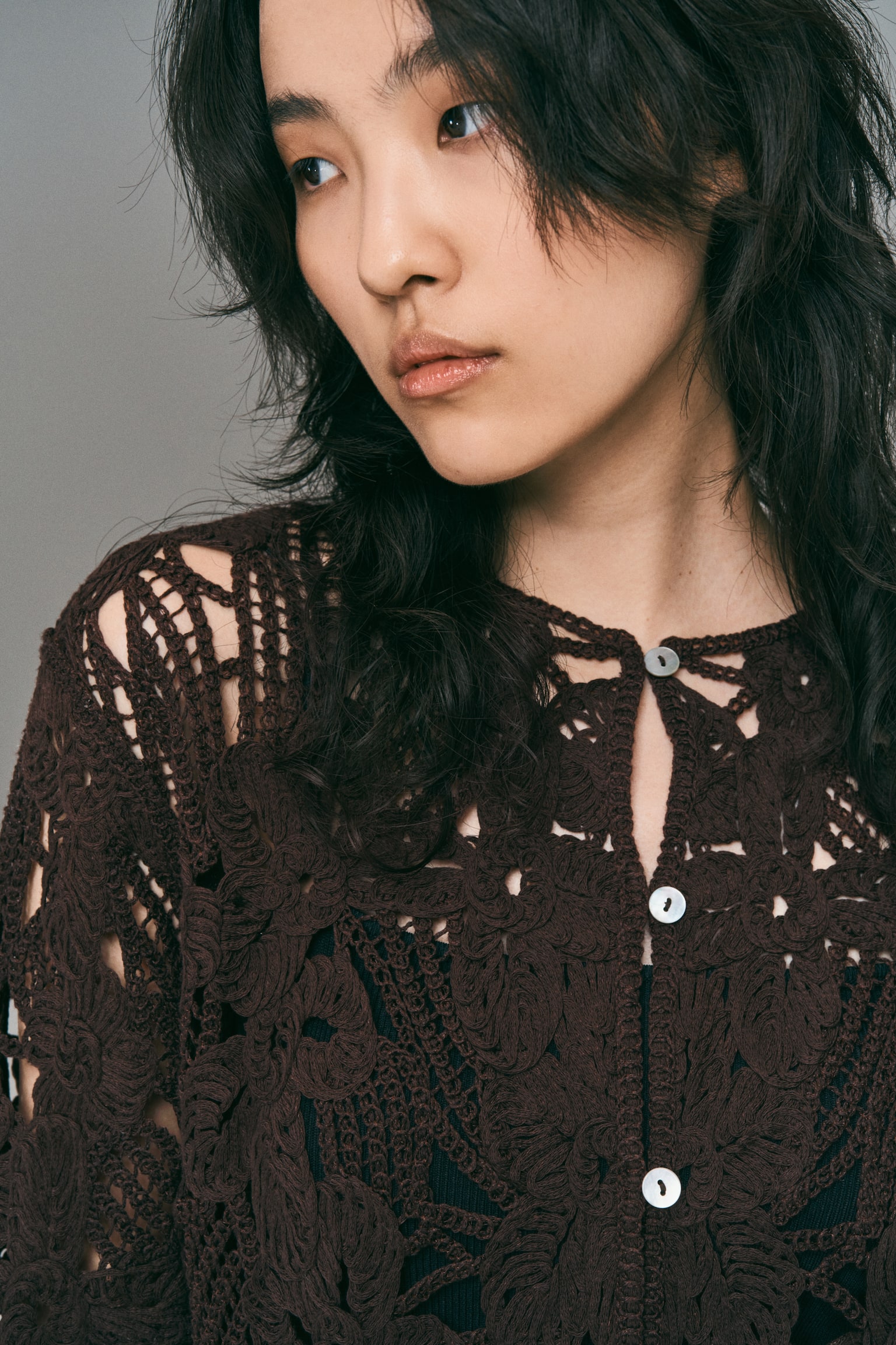 레이스 가디건 - 다크 브라운 - 6