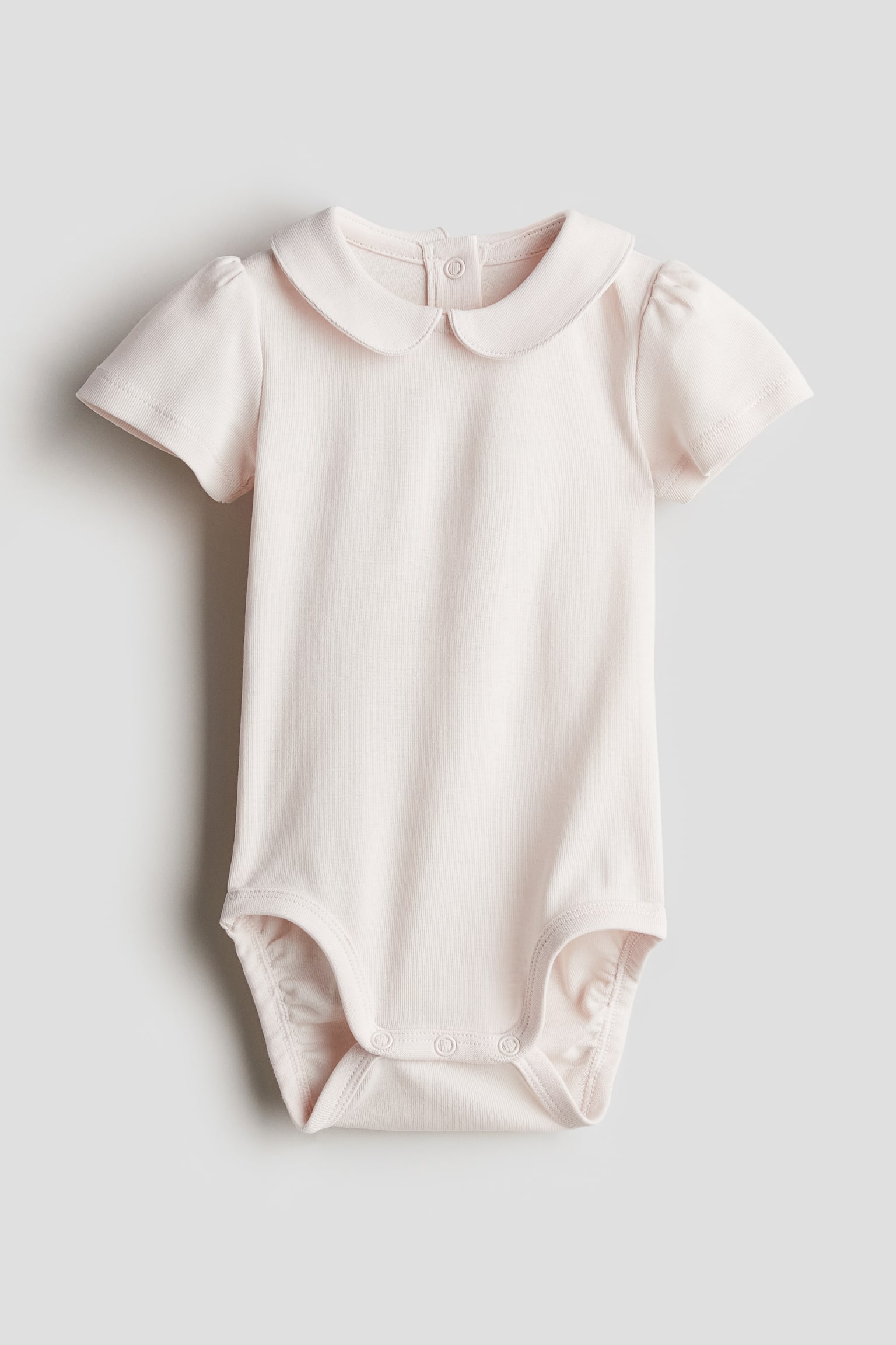 Collared bodysuit - Light powder pink/White/Puff sleeves - 1