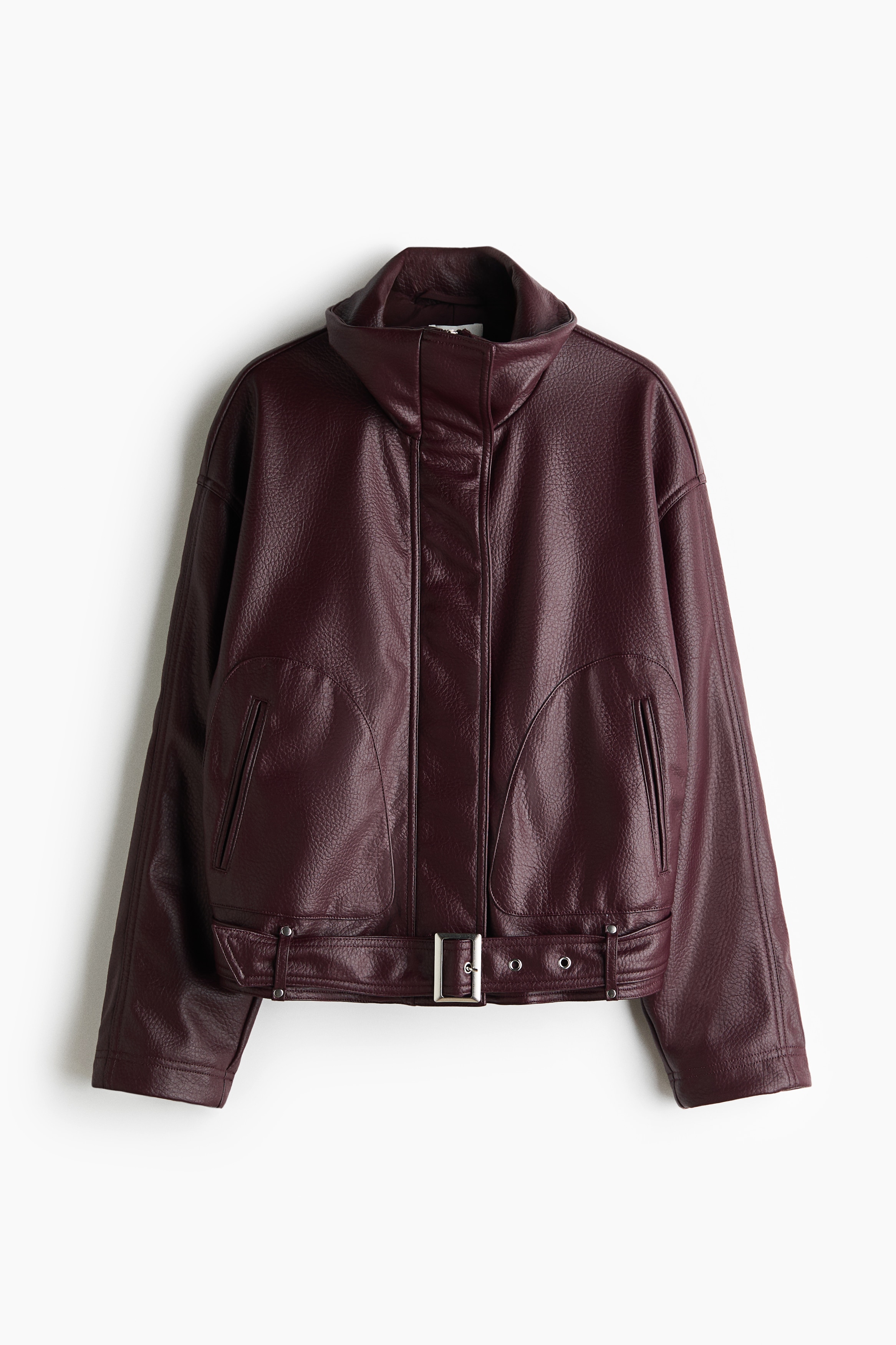 Veste en tissu enduit avec détail ceinture - Bordeaux