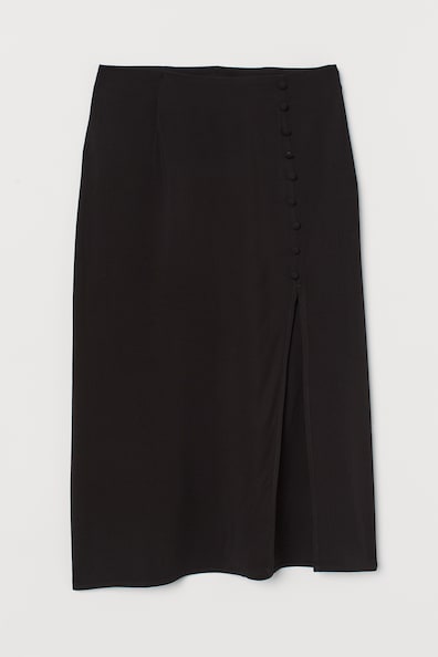 High-split skirt - High waist - Midi - Black - Ladies | H&M GB