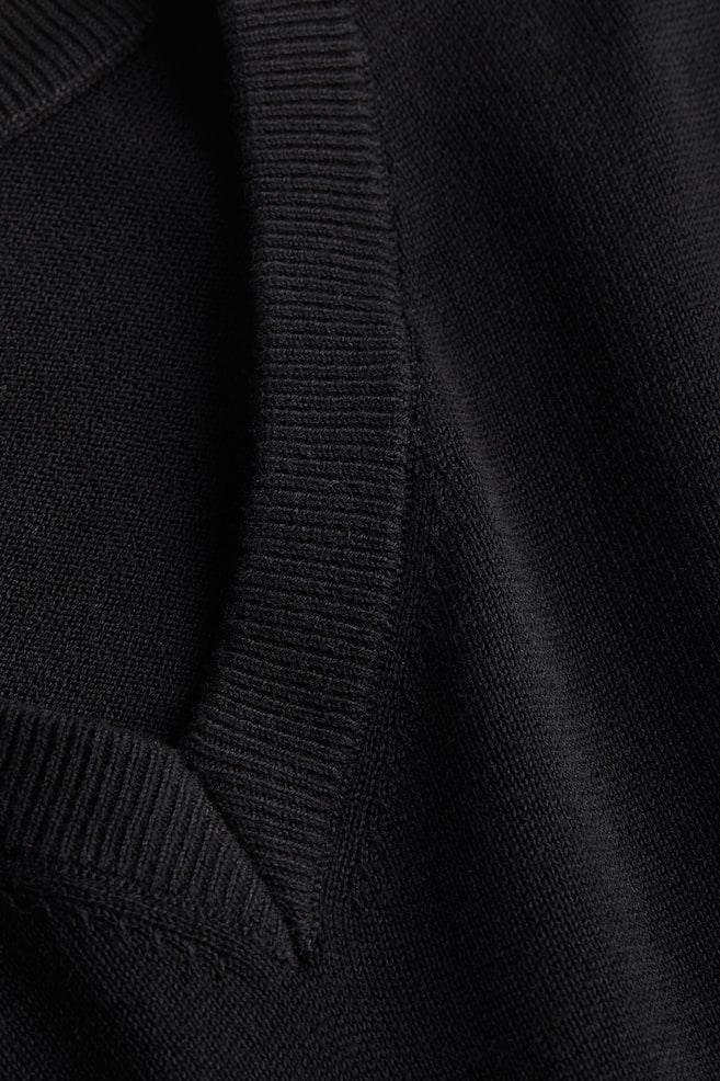 V-neck cotton jumper - Black/White - 4