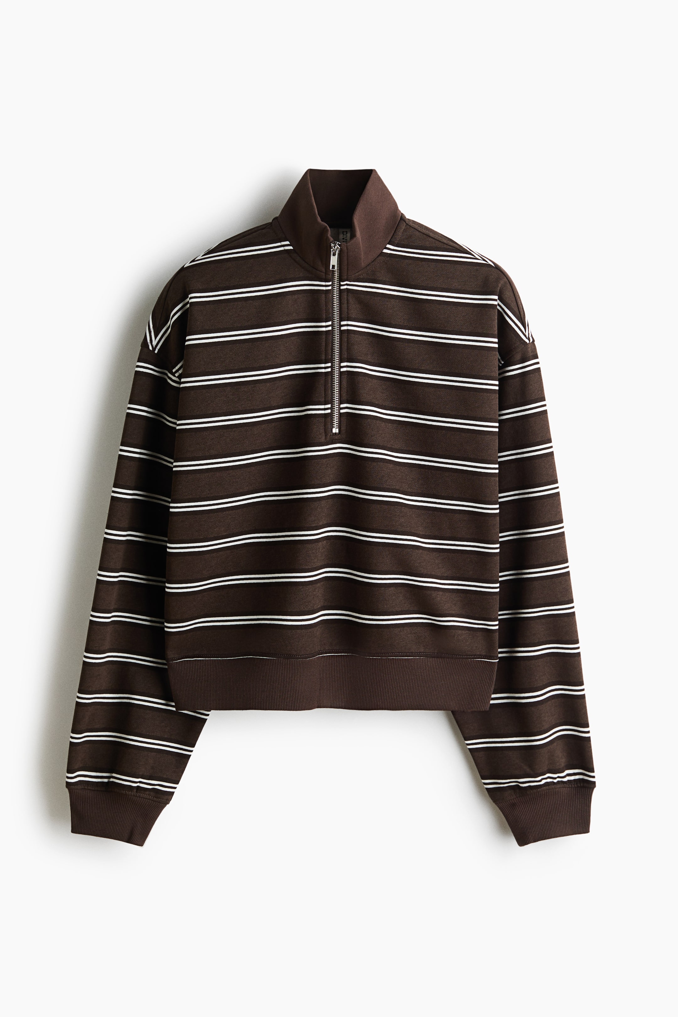 View larger image: Zip-top sweatshirt - Dark brown/Striped - Ladies | H&M 1