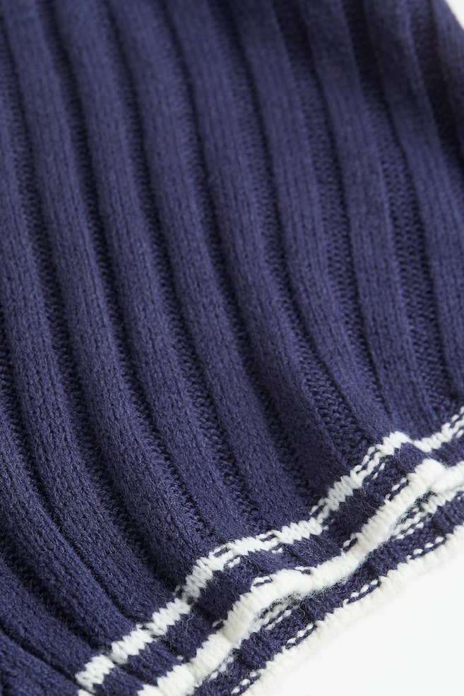 Rib-knit shorts - Dark blue/White - 2