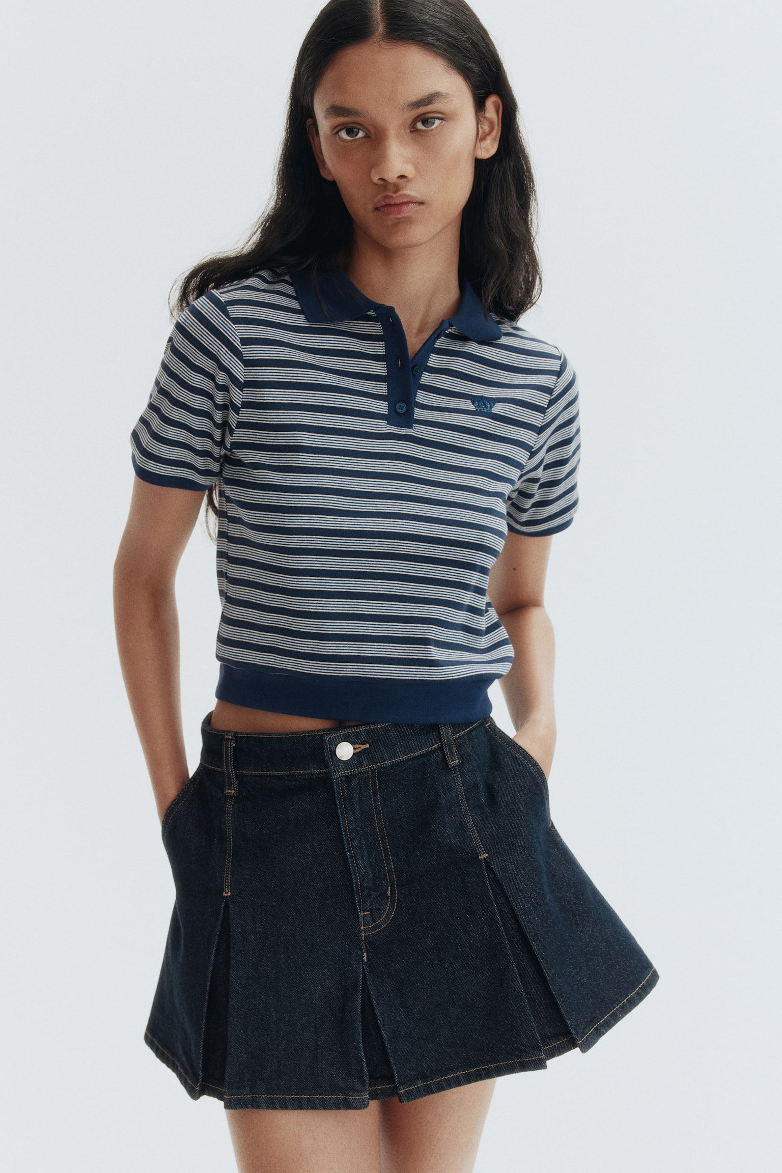 Áo polo cotton - Màu xanh dương đậm/Kẻ - 3