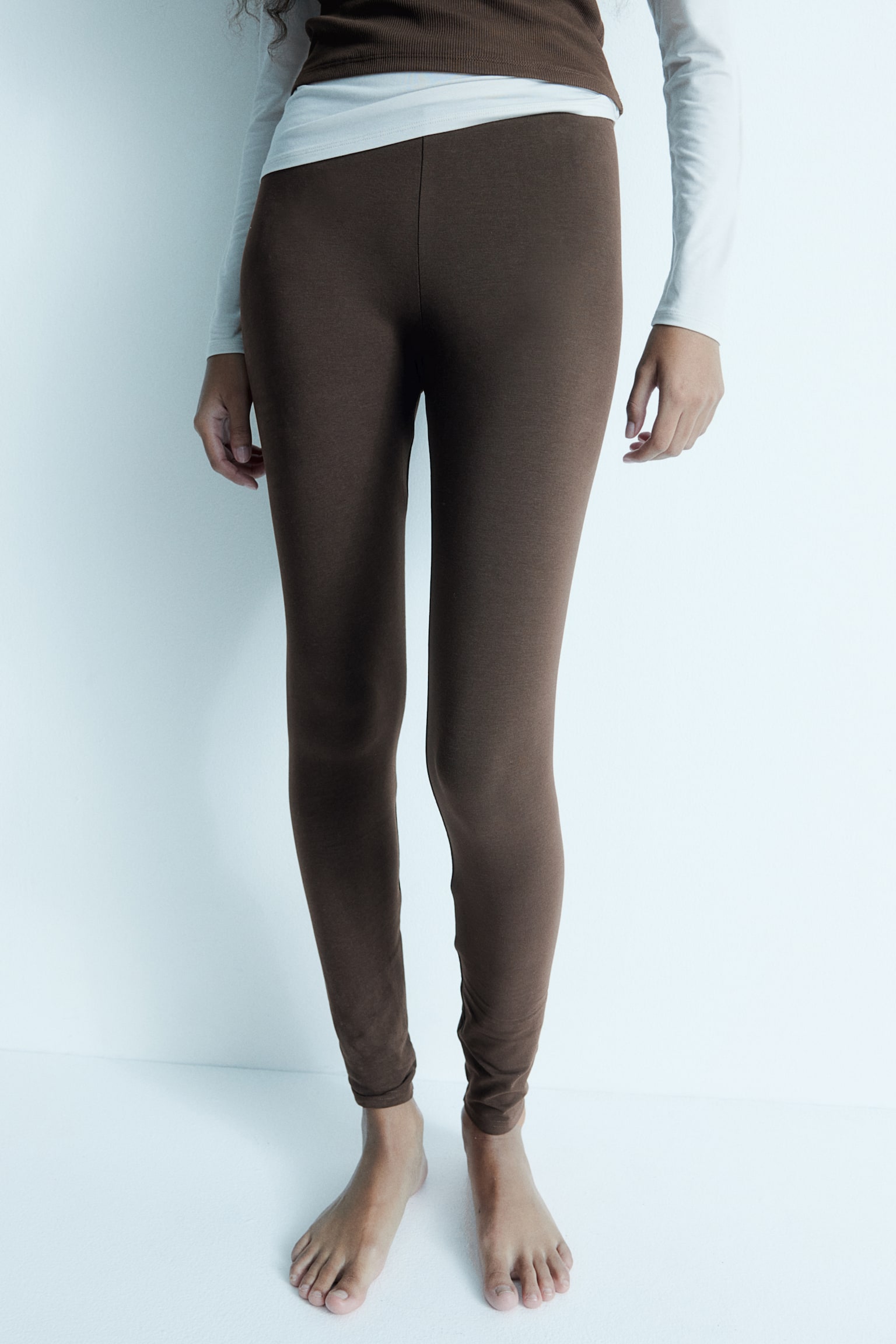 High-waisted leggings - Dark brown/Black/Dark grey/Light greige/Light grey marl/Black - 3