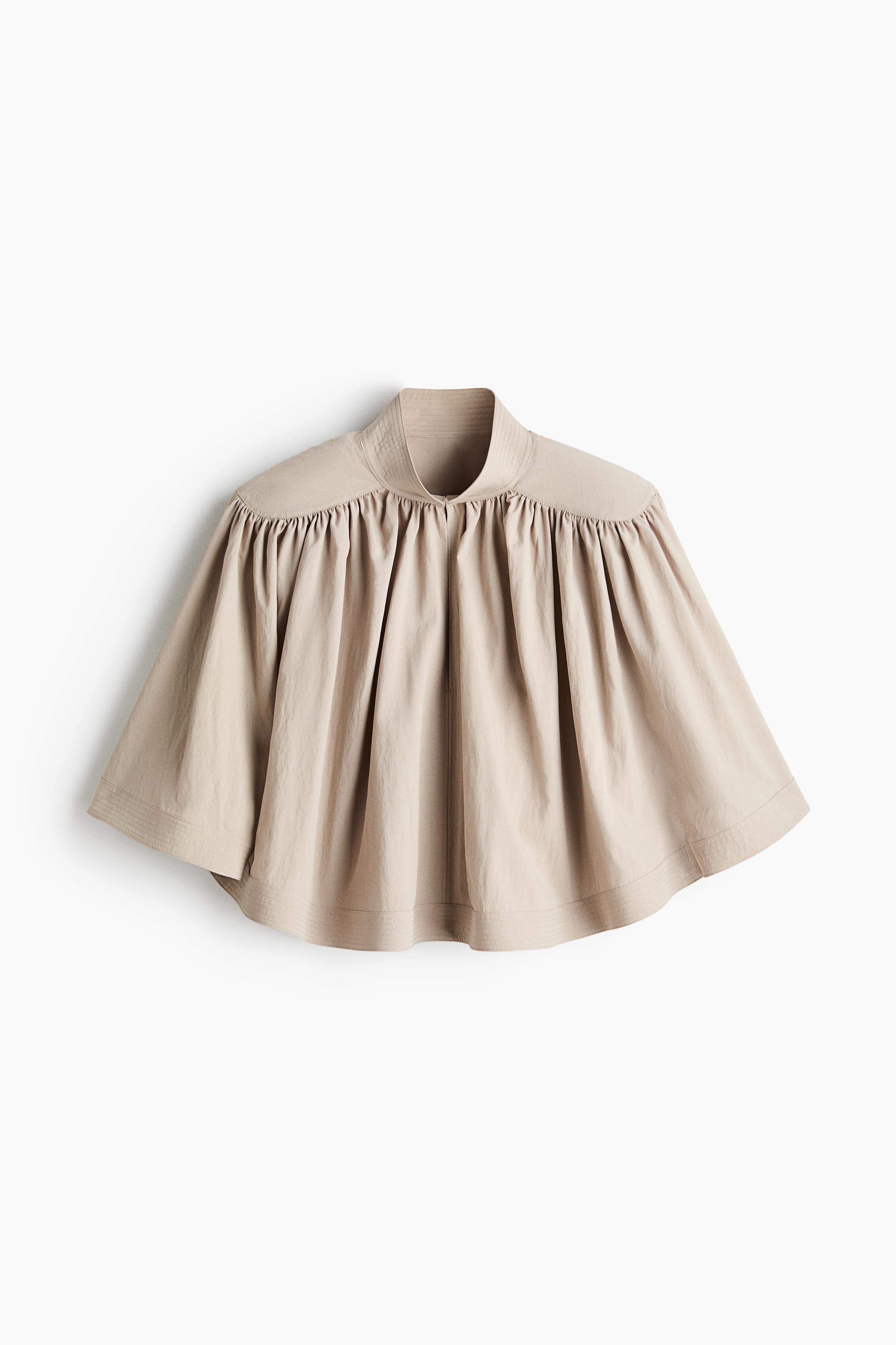 Cape-Bluse mit Schulterpolstern - Helles Mattbeige
