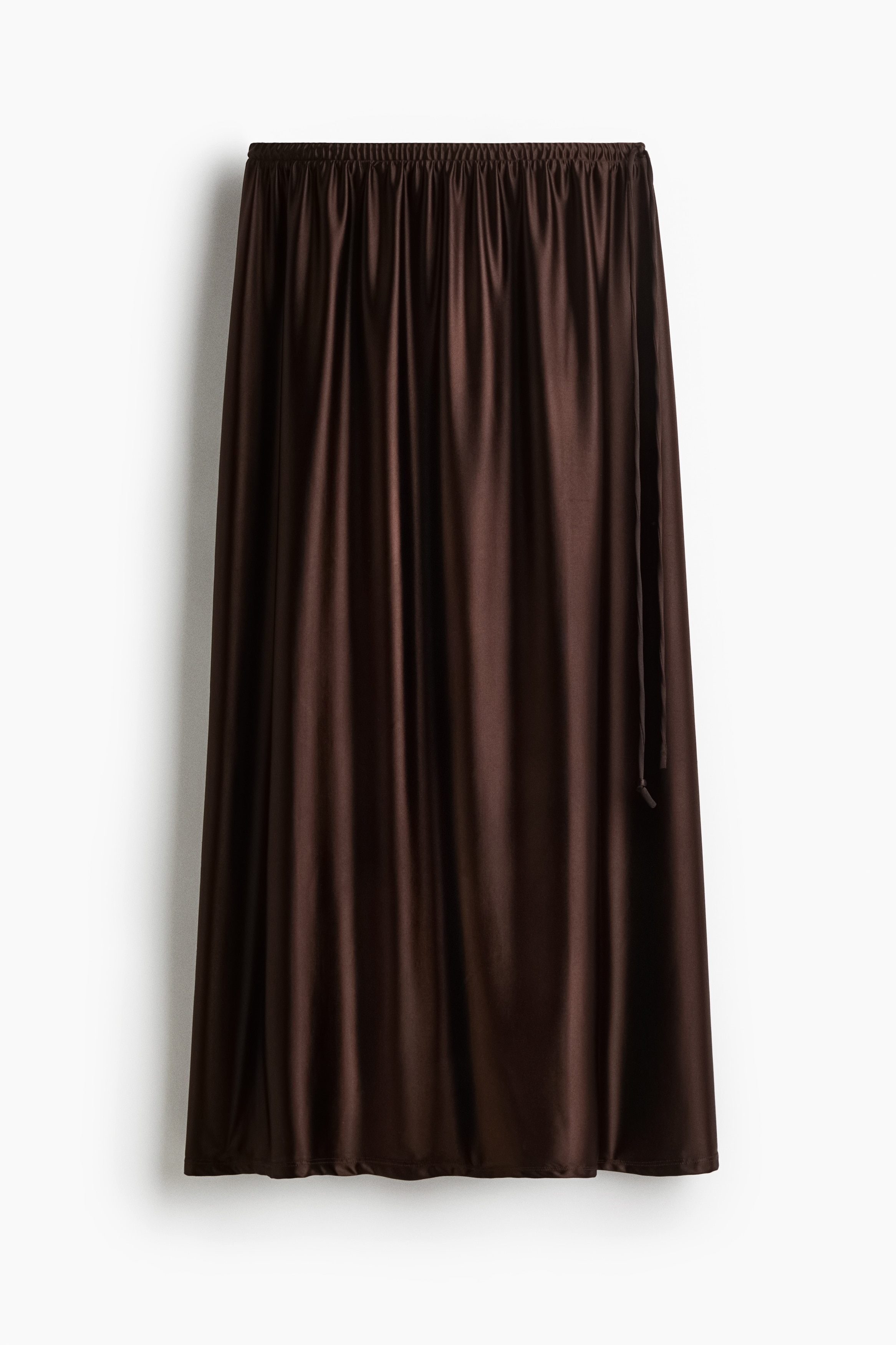 Büzgü Bağı Detaylı Etek - Koyu kahverengi/Haki