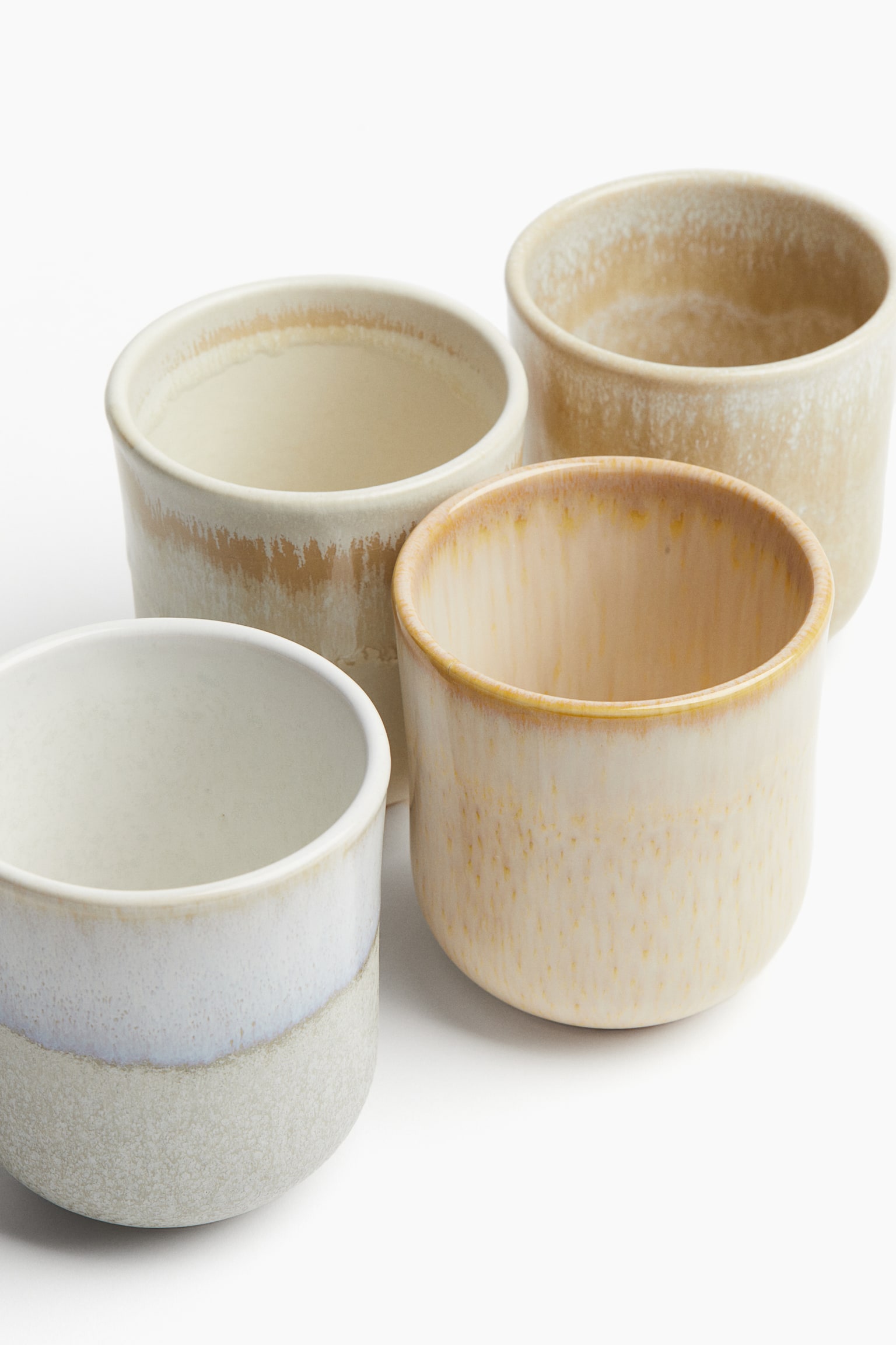 4-pack stoneware mugs - Beige - 2